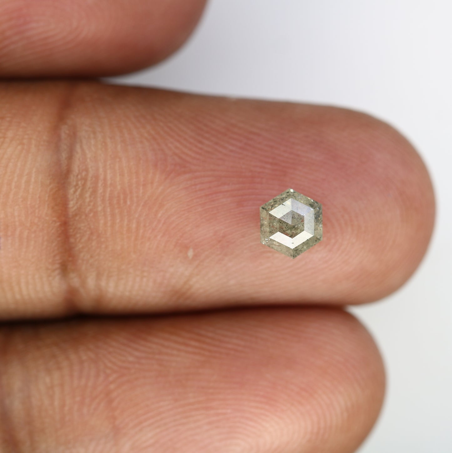 0.73 CT Loose Hexagon Shape Diamond Salt And Pepper Diamond Engagement Ring - JayKrishna Diamond