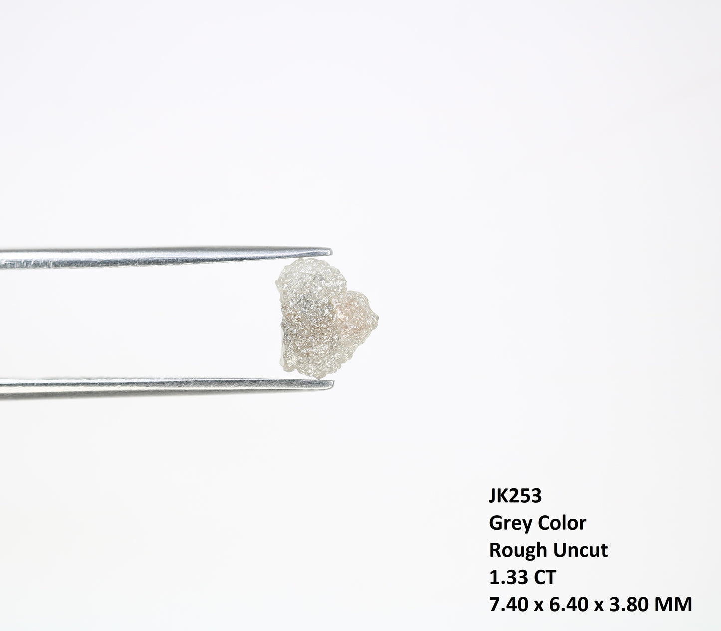 1.33 CT 7.40 MM Rough Grey Natural Uncut Raw Diamond For Engagement Ring - JayKrishna Diamond