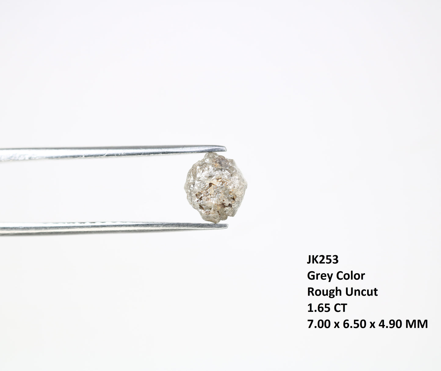 1.65 CT 7.00 x 6.50 MM Raw Rough Grey Natural Uncut Diamond For Engagement Ring - JayKrishna Diamond