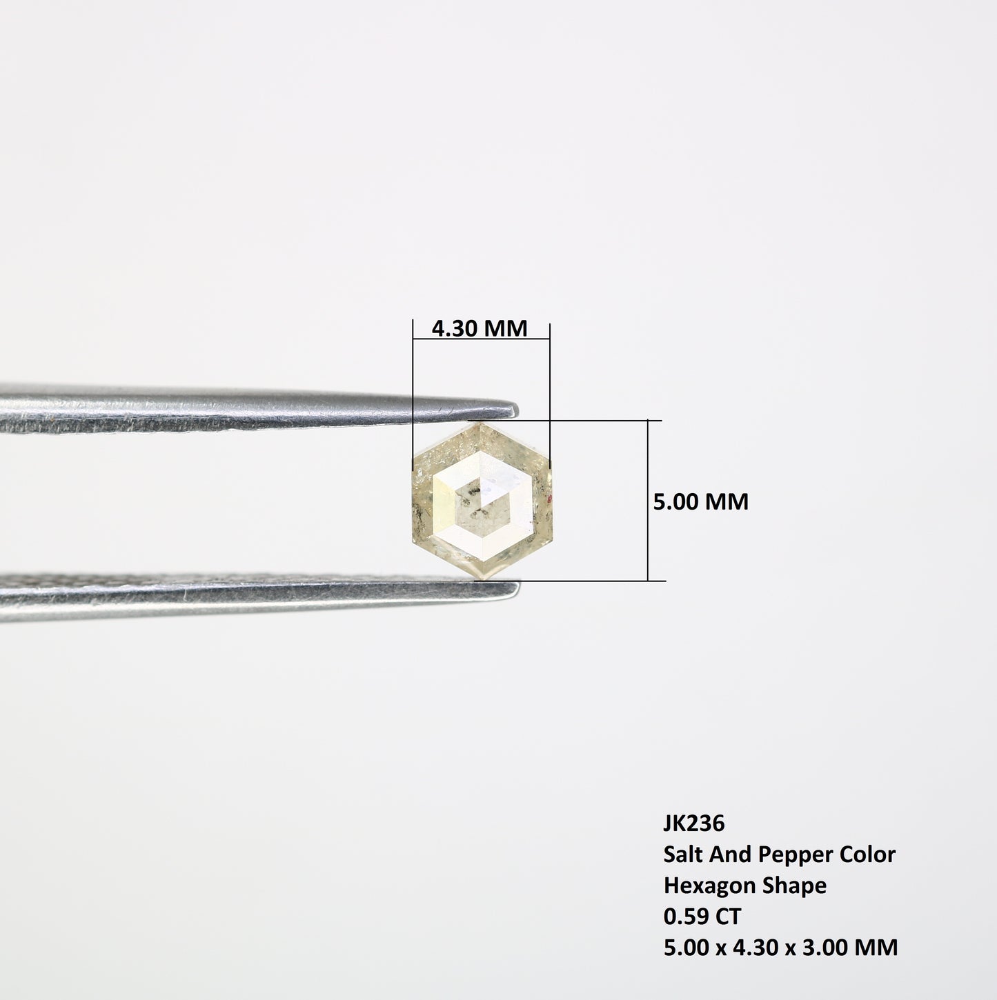 0.59 CT Natural Loose Salt and Pepper Hexagon Diamond – Unique Gem for Celestial Galaxy Rings - JayKrishna Diamond