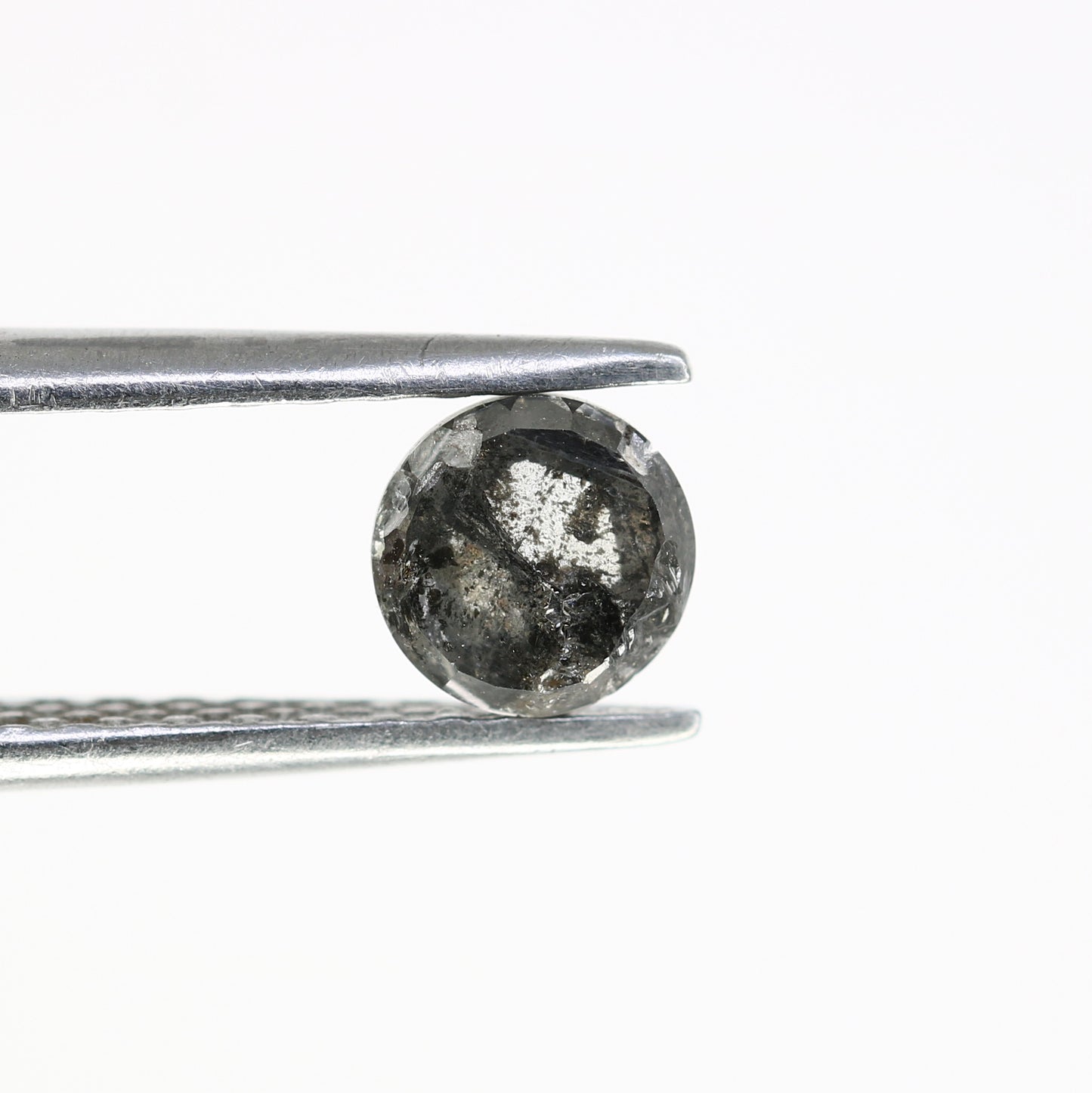 0.66 Carat Loose Round Rose Cut Diamond (5.20 x 2.60 MM) - Natural Salt and Pepper Diamond for Engagement Ring - Unique Gemstone for Custom Jewelry - JayKrishna Diamond
