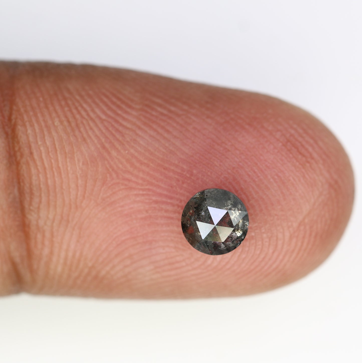0.66 Carat Loose Round Rose Cut Diamond (5.20 x 2.60 MM) - Natural Salt and Pepper Diamond for Engagement Ring - Unique Gemstone for Custom Jewelry - JayKrishna Diamond