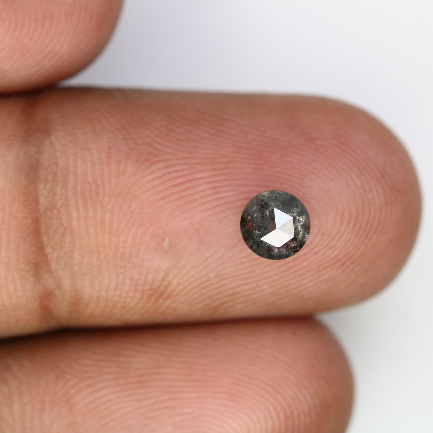0.66 Carat Loose Round Rose Cut Diamond (5.20 x 2.60 MM) - Natural Salt and Pepper Diamond for Engagement Ring - Unique Gemstone for Custom Jewelry - JayKrishna Diamond