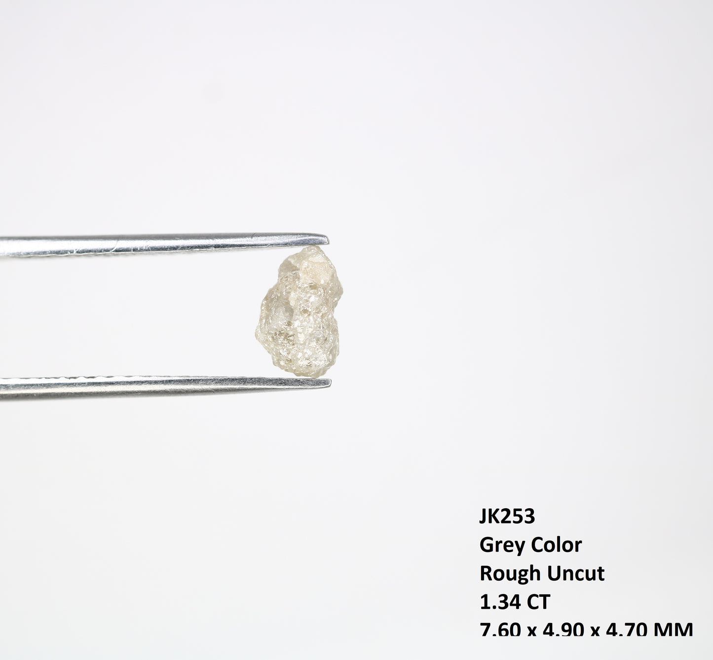 1.34 CT 7.60 MM Raw Rough Natural Uncut Grey Diamond For Engagement Ring - JayKrishna Diamond