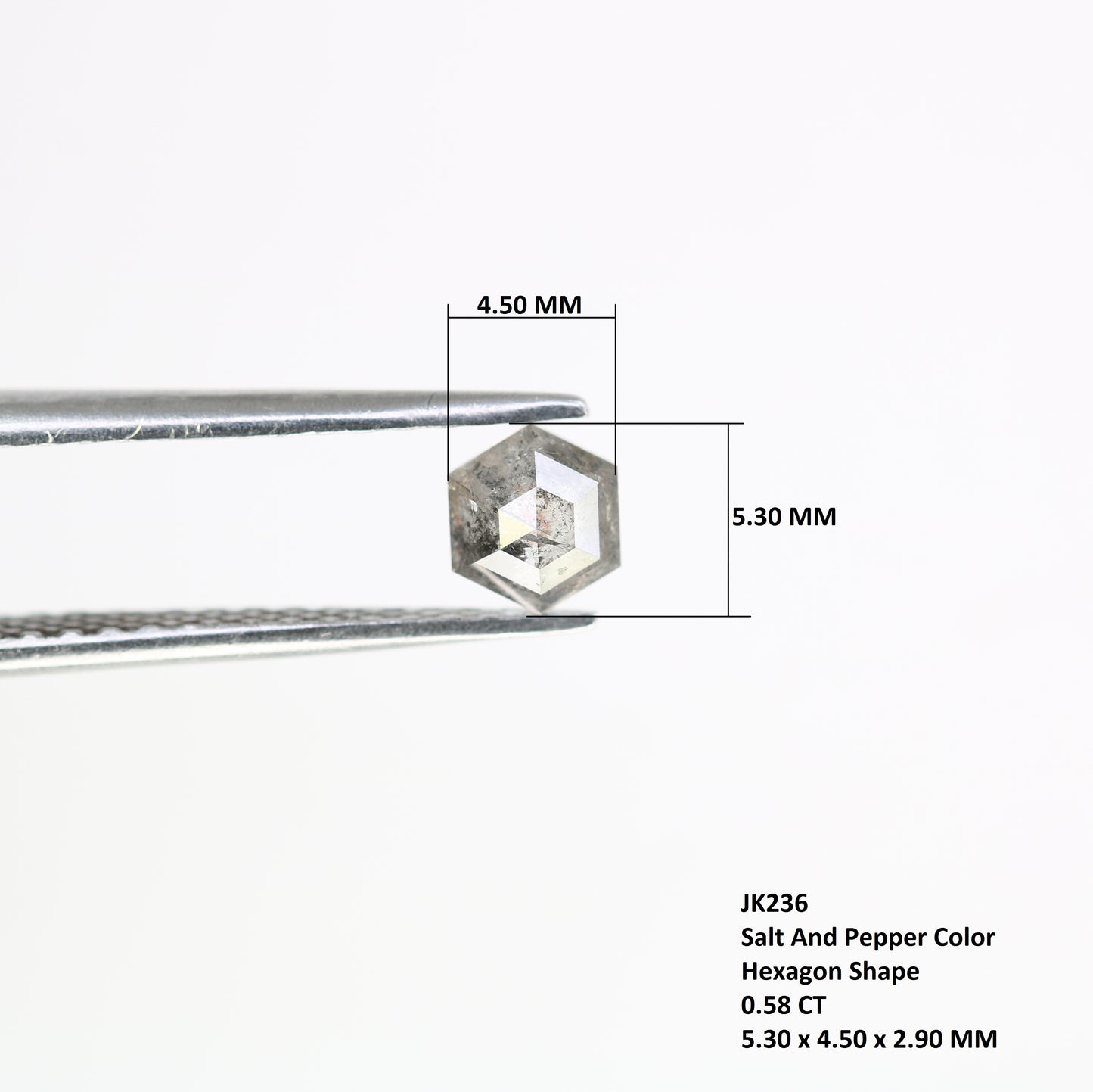 0.58 Carat Hexagon-Shaped Salt and Pepper Diamond – Unique Loose Gem for Celestial Galaxy Rings - JayKrishna Diamond