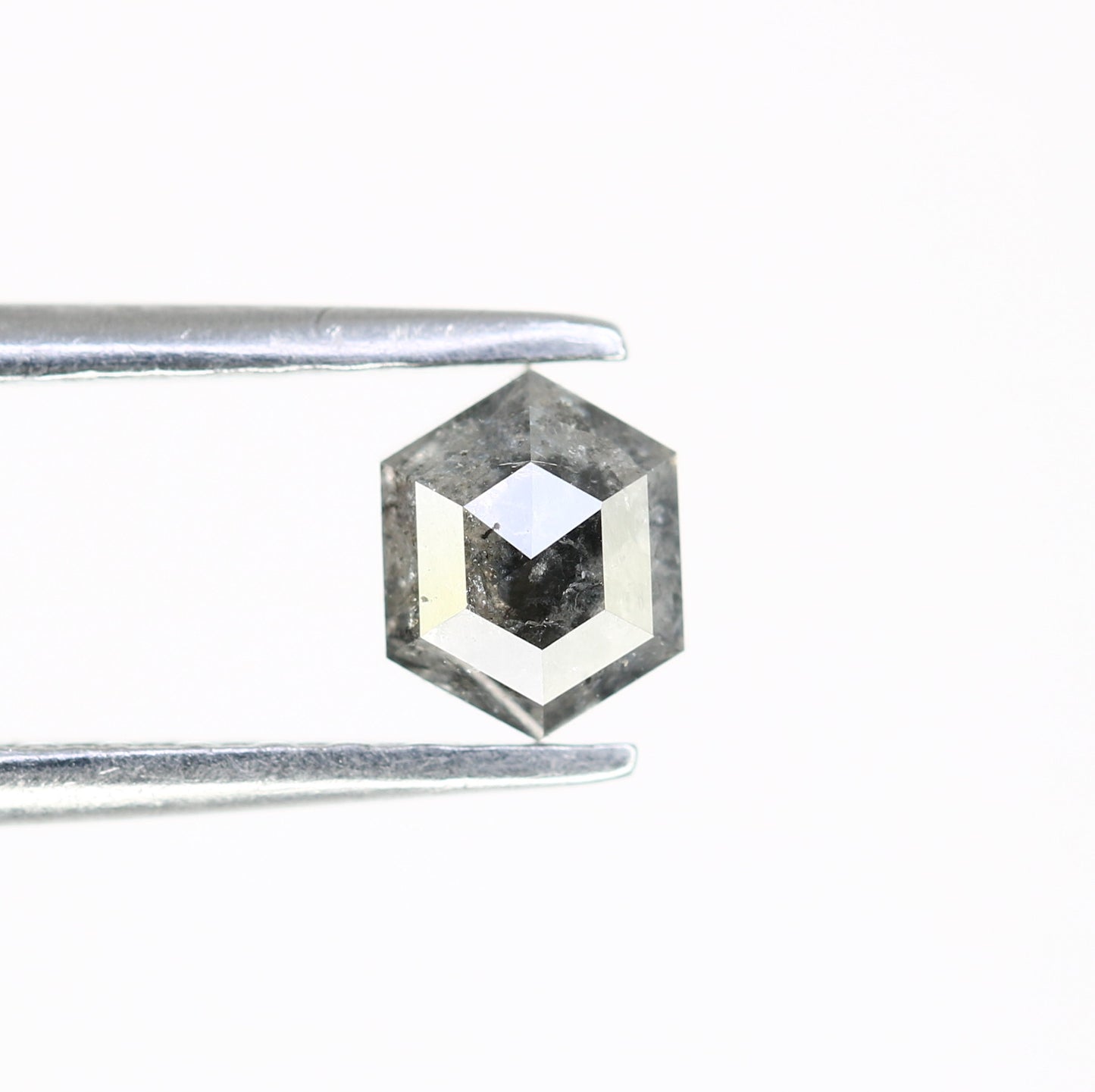 0.54 CT Loose Hexagon Shape Diamond 5.20 MM Salt And Pepper Diamond Ring - JayKrishna Diamond