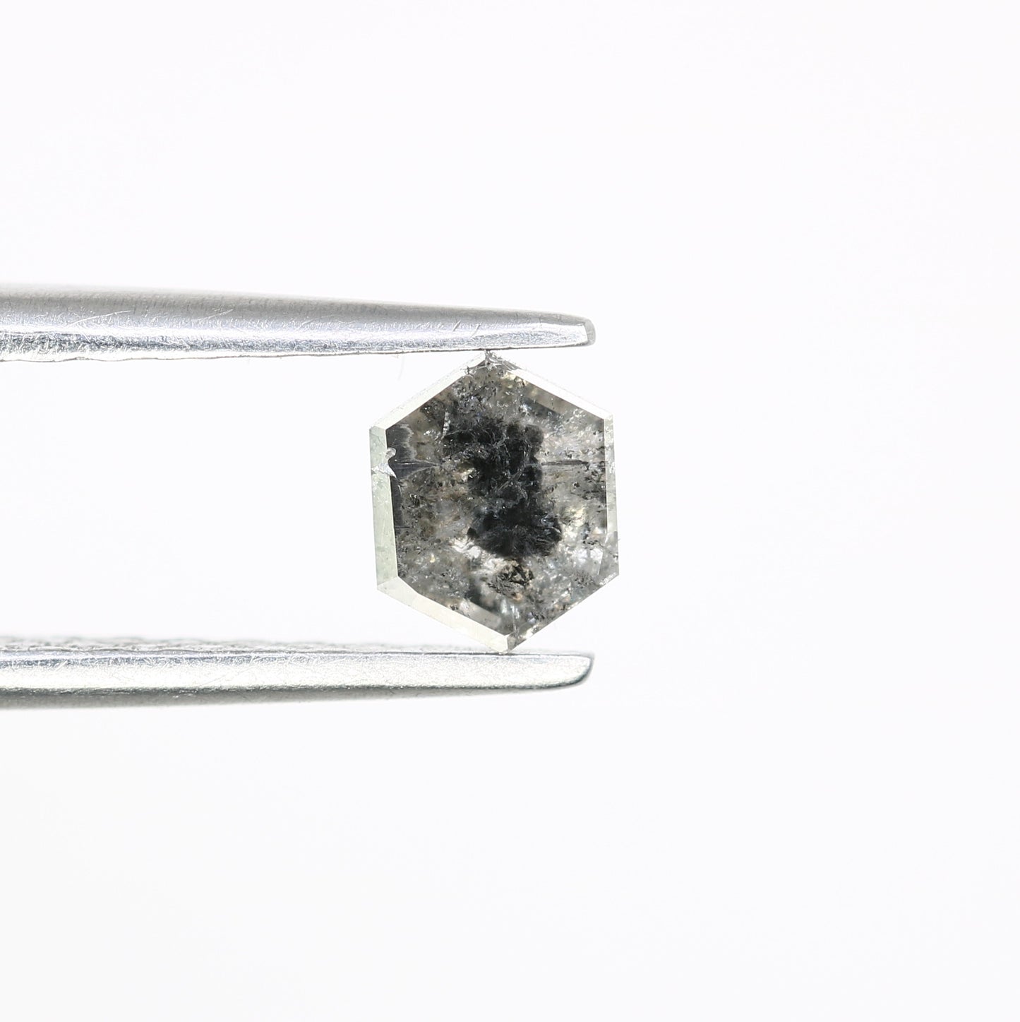 0.54 CT Loose Hexagon Shape Diamond 5.20 MM Salt And Pepper Diamond Ring - JayKrishna Diamond