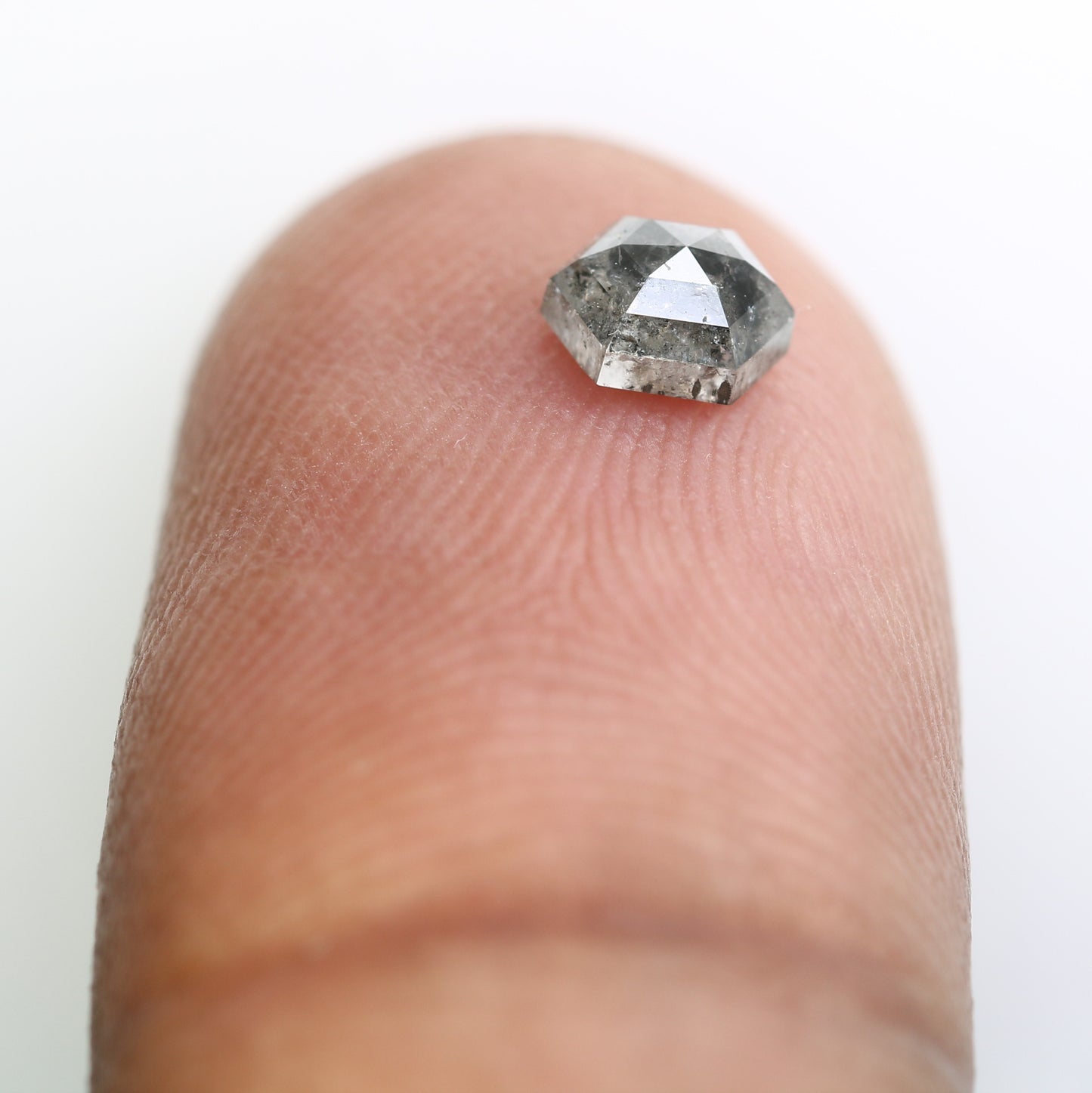 0.54 CT Loose Hexagon Shape Diamond 5.20 MM Salt And Pepper Diamond Ring - JayKrishna Diamond