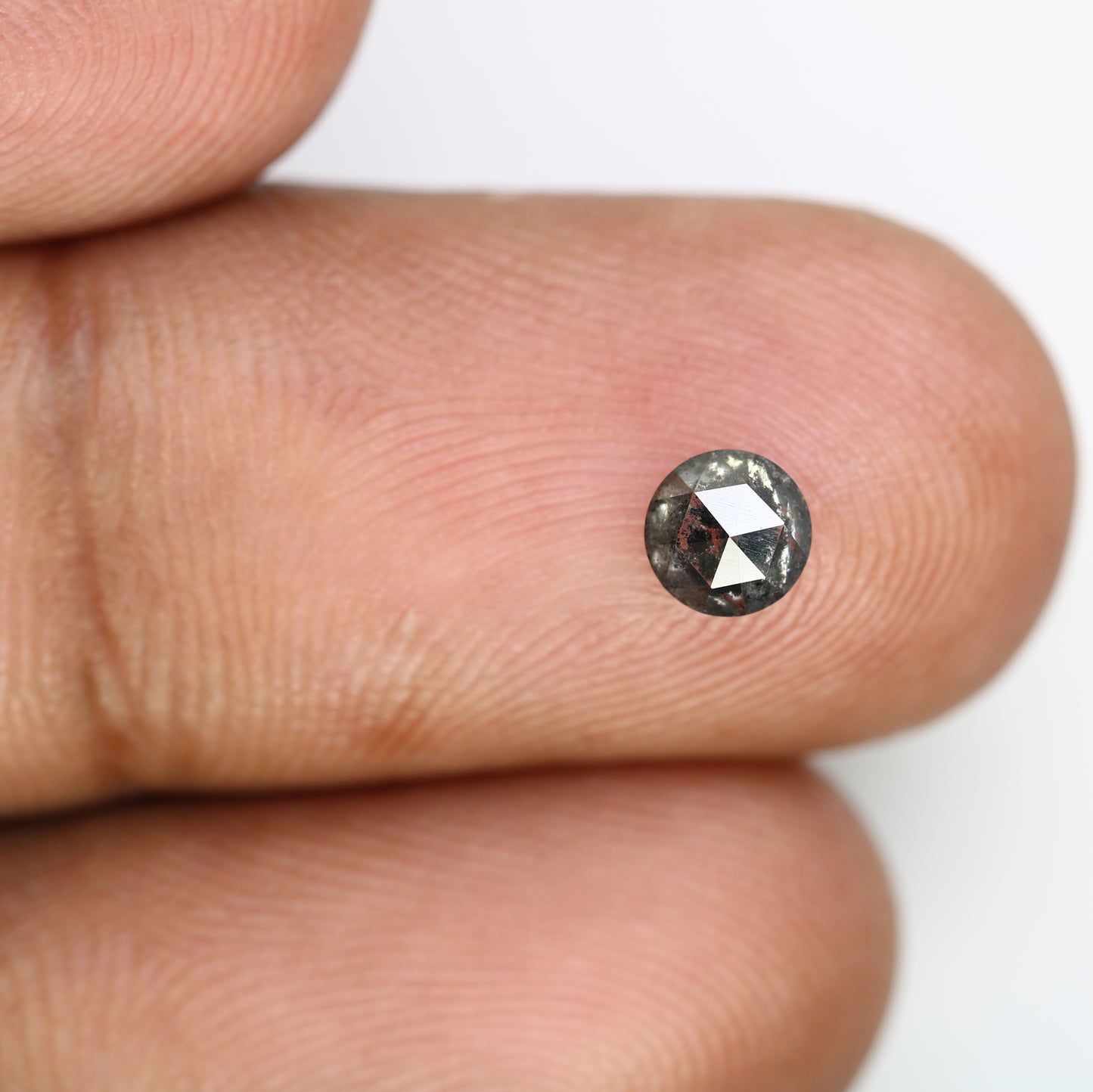 0.54 Carat Round Rose Cut Salt And Pepper Diamond For Diamond Pendant - JayKrishna Diamond