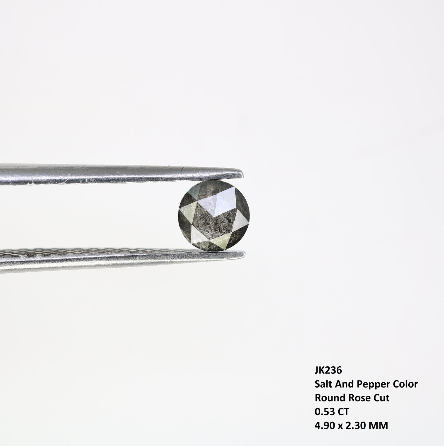 0.53 CT Salt And Pepper 4.90 MM Round Rose Cut Diamond For Wedding Ring - JayKrishna Diamond