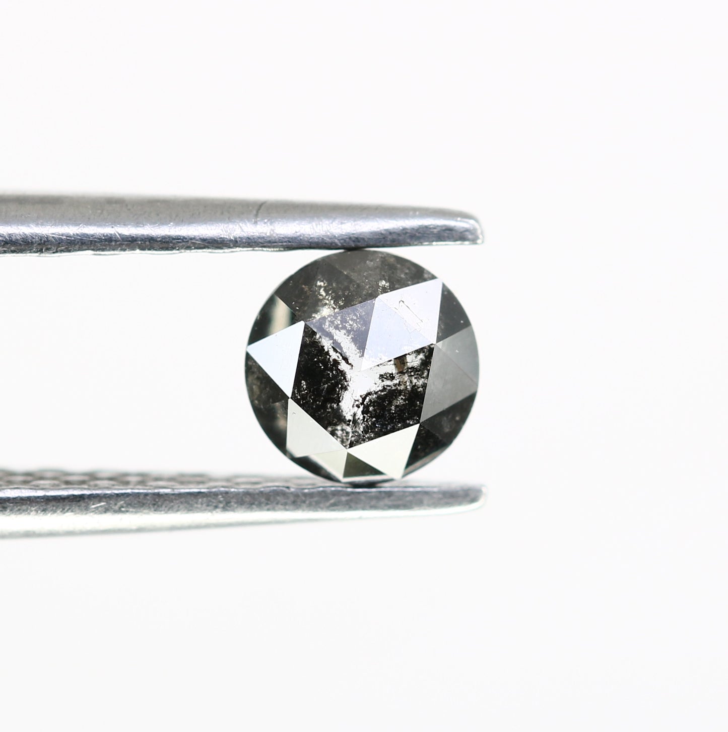 0.37 CT Round Rose Cut Salt and Pepper Diamond 4.40 MM | Natural Gemstone for Custom Engagement Rings, Unique & Elegant Fine Jewelry - JayKrishna Diamond
