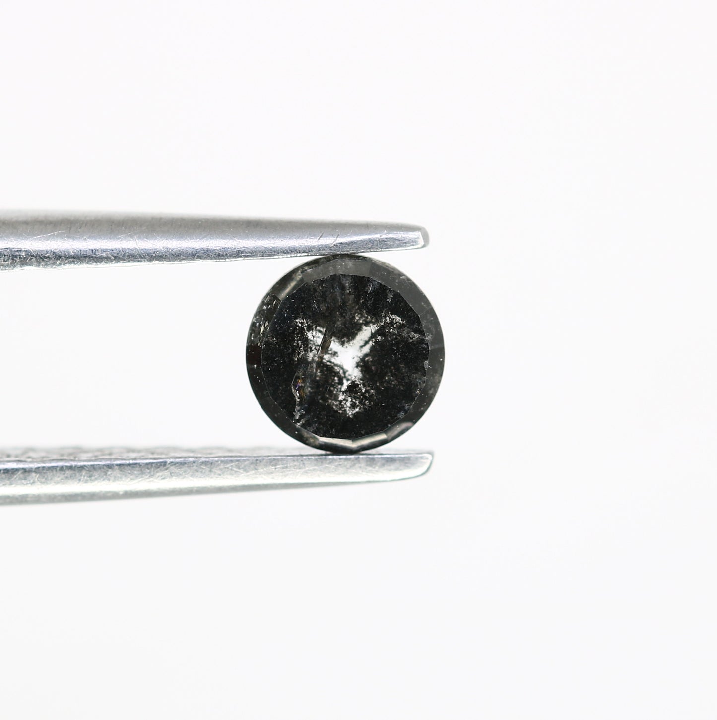 0.37 CT Round Rose Cut Salt and Pepper Diamond 4.40 MM | Natural Gemstone for Custom Engagement Rings, Unique & Elegant Fine Jewelry - JayKrishna Diamond