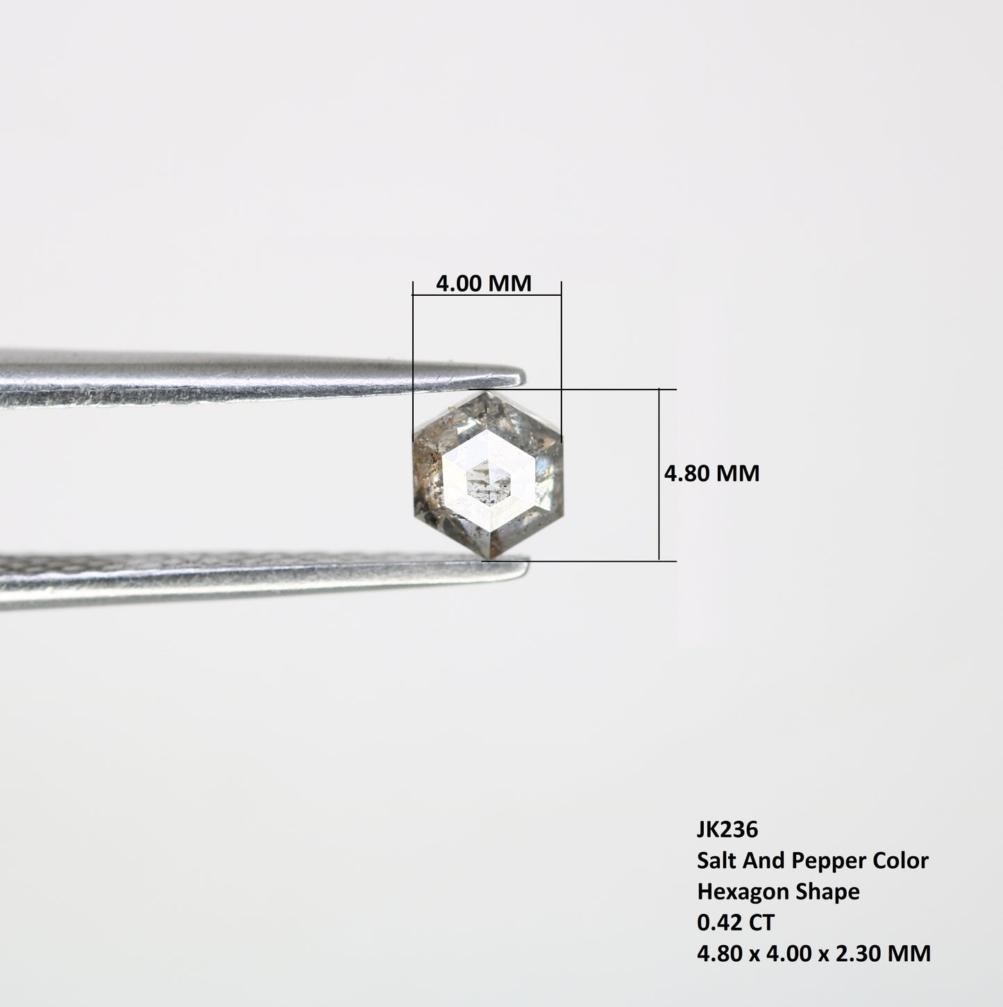 Unique 0.42 CT Hexagon Cut Salt & Pepper Diamond | Perfect for Diamond Jewelry | 4.80 MM - JayKrishna Diamond