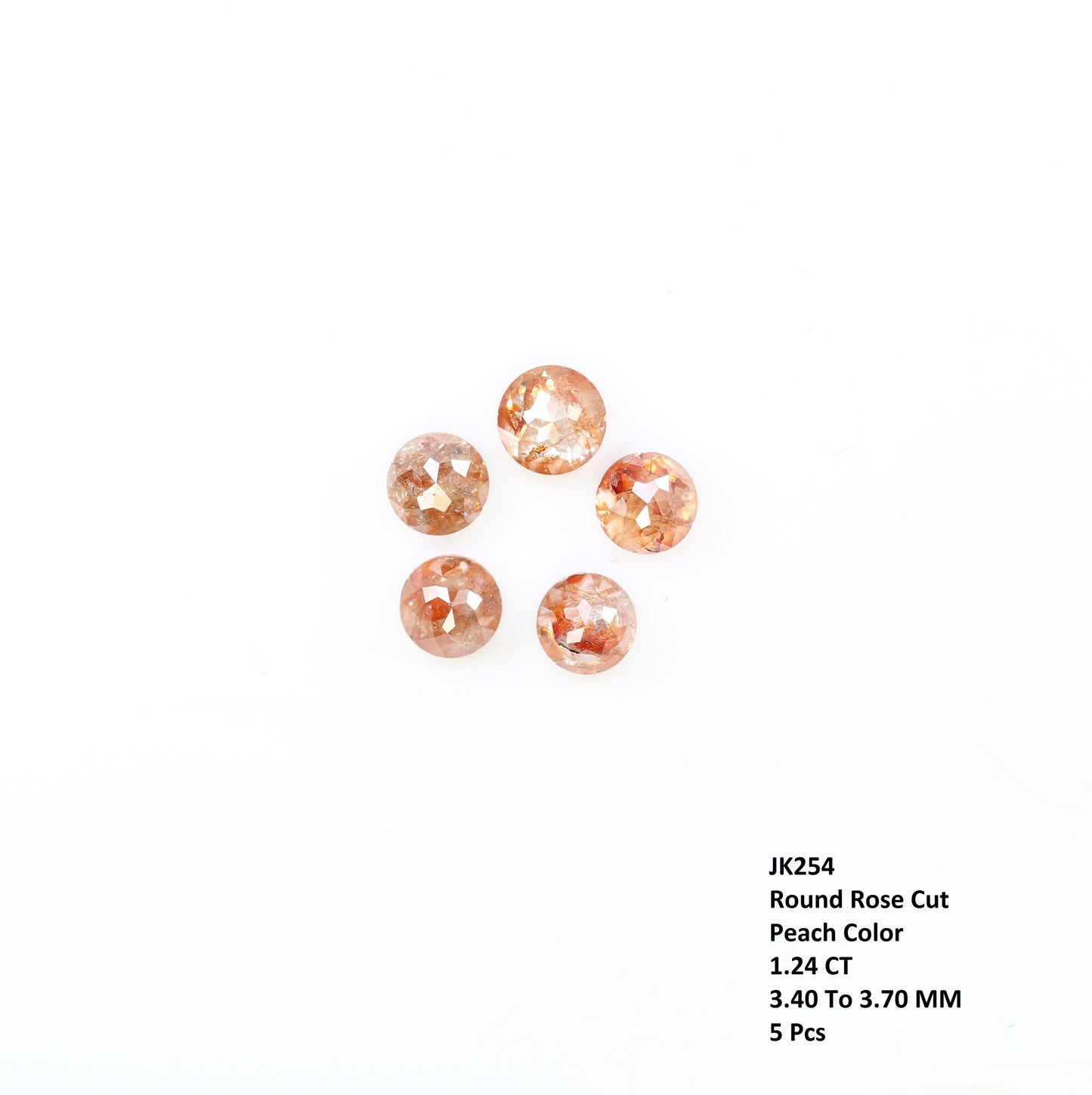 1.24 CT 3.40 MM Round Rose Cut Diamond Natural Loose Peach Color Diamond For Wedding Ring - JayKrishna Diamond