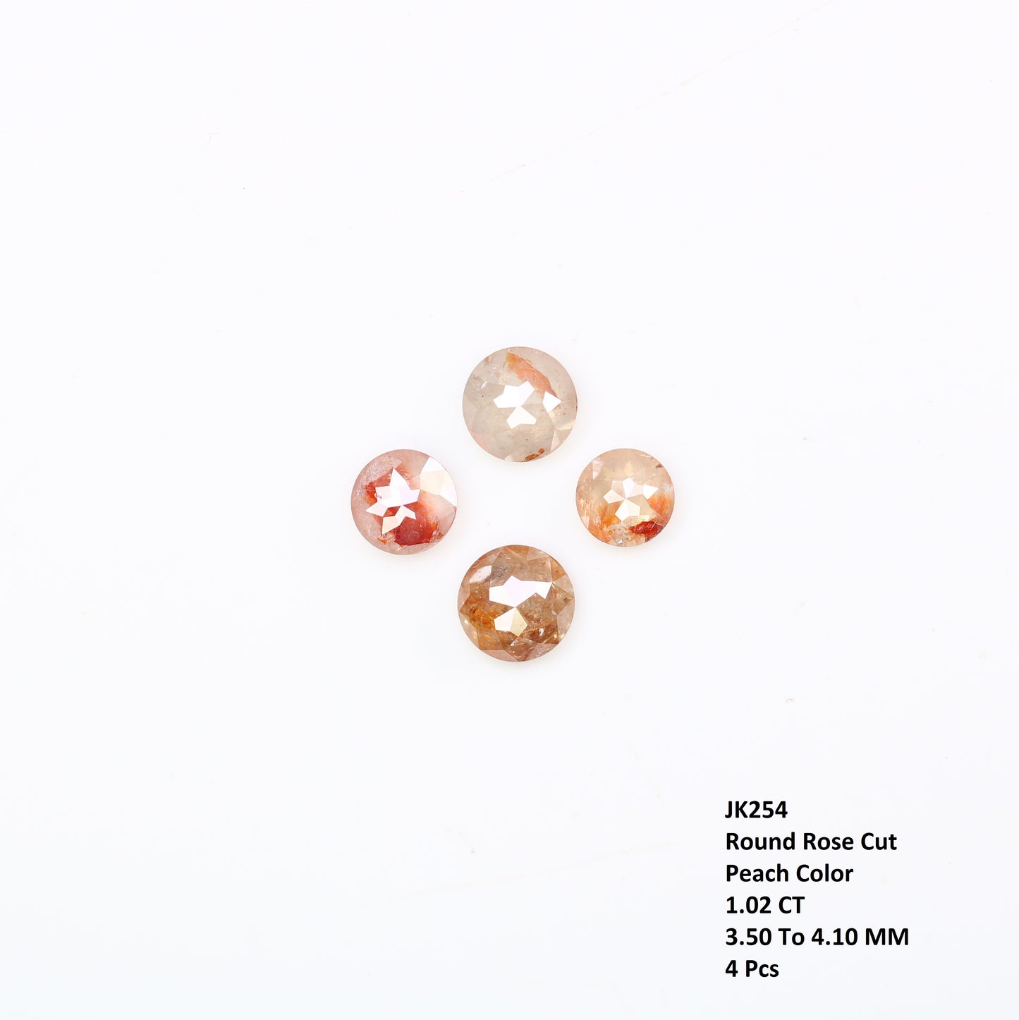 1.02 Carat 3.5 MM Peach Color Round Rose Cut Loose Polished Diamond For Wedding Ring - JayKrishna Diamond