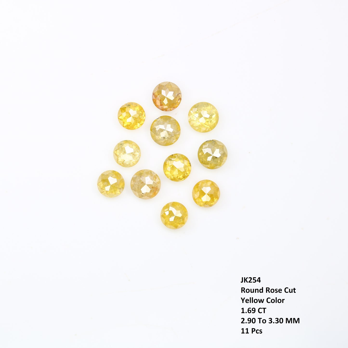 1.69 Carat Fancy Yellow Color Natural Loose Round Rose Cut Diamond For Galaxy Ring - JayKrishna Diamond