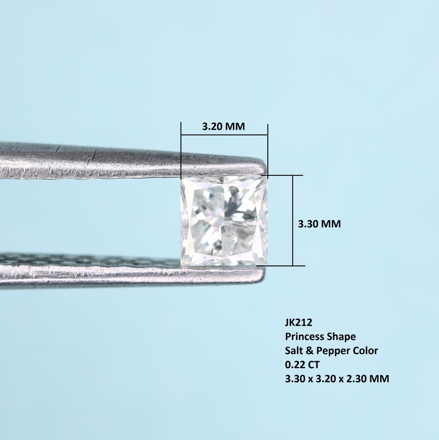 0.22 CT Salt and Pepper Princess Shape Diamond – Ideal for Engagement Rings - JayKrishna Diamond