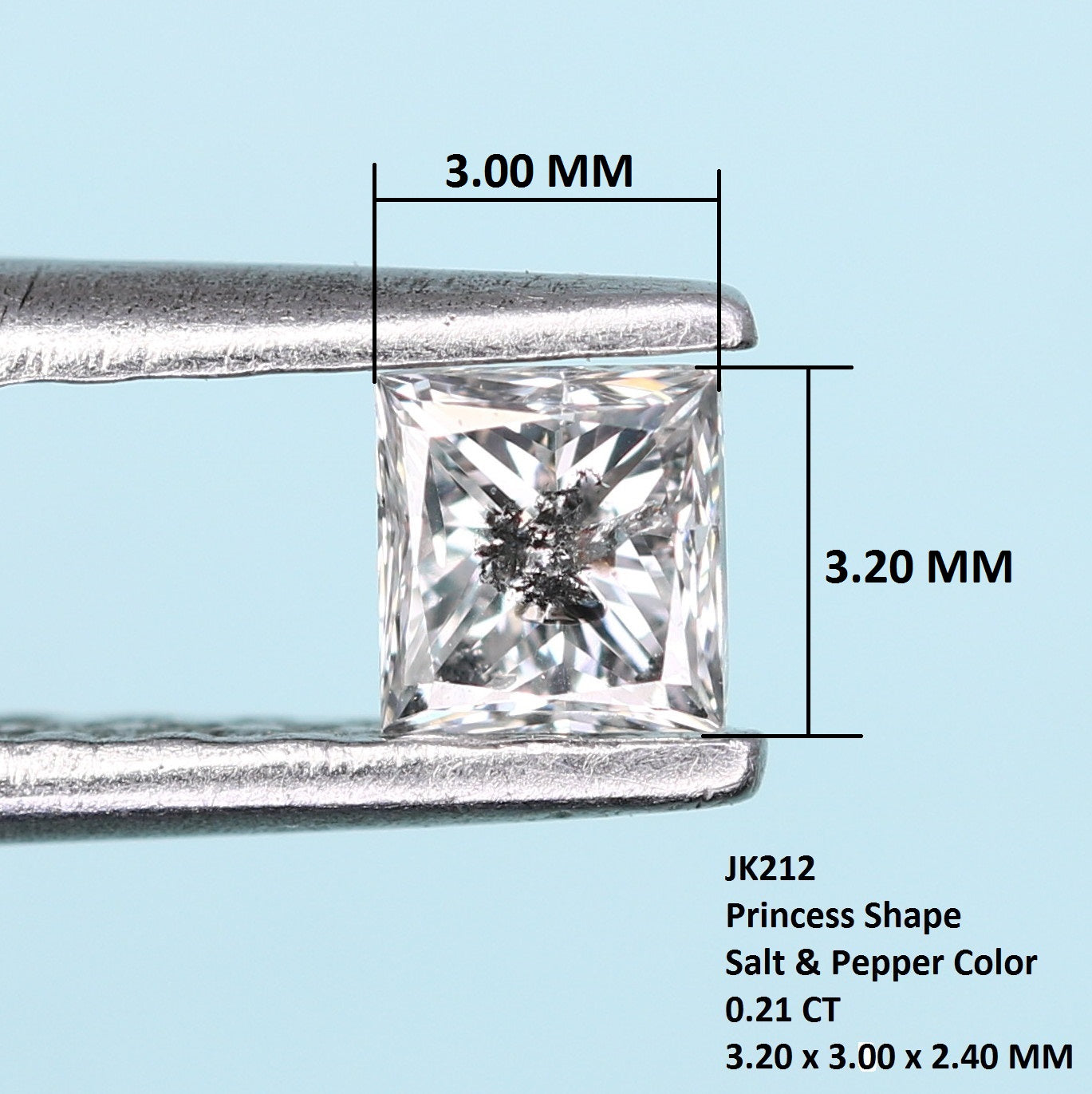 0.21 CT Salt and Pepper Princess Cut Diamond – Ideal for Engagement Rings - JayKrishna Diamond