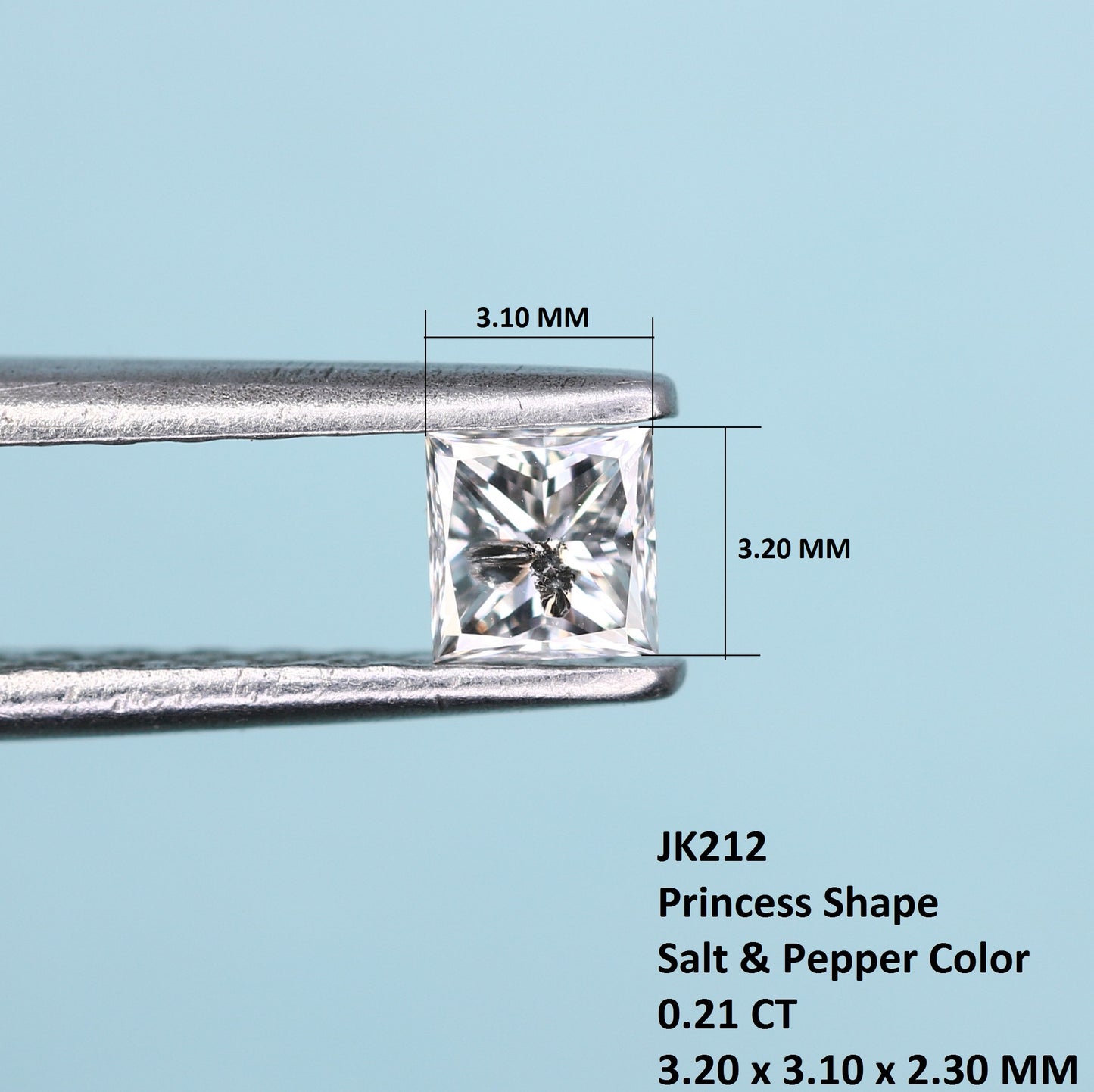 0.21 CT Salt and Pepper Princess Shape Diamond – Ideal for Engagement Rings - JayKrishna Diamond