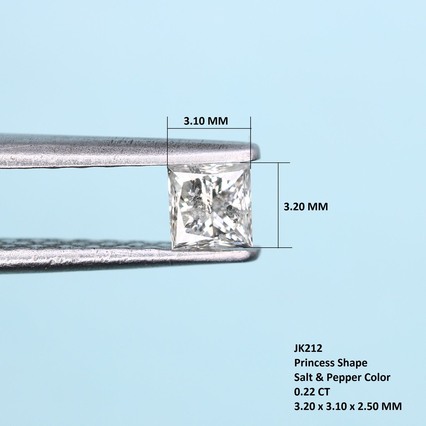 0.22 CT Salt and Pepper Princess Cut Diamond – Perfect for Engagement Rings - JayKrishna Diamond