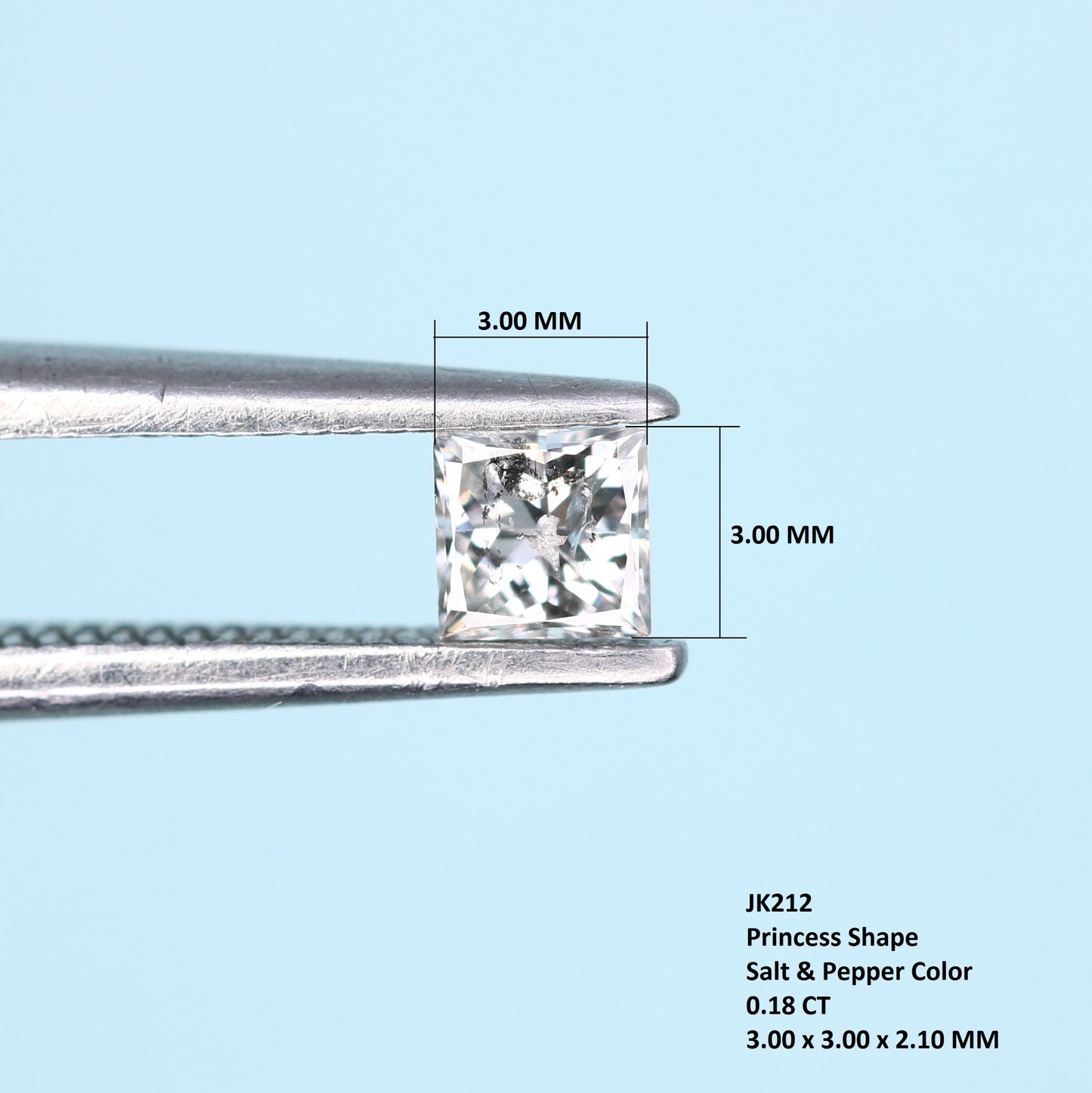 0.18 CT Salt and Pepper Princess Cut Diamond - Perfect for Engagement Rings, Necklaces, Promise Rings, Earrings, and Anniversary Gifts - JayKrishna Diamond
