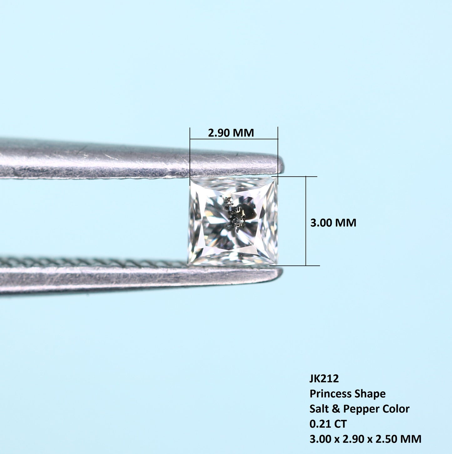 0.21 CT Salt and Pepper Princess Shape Diamond – Perfect for Engagement Rings - JayKrishna Diamond