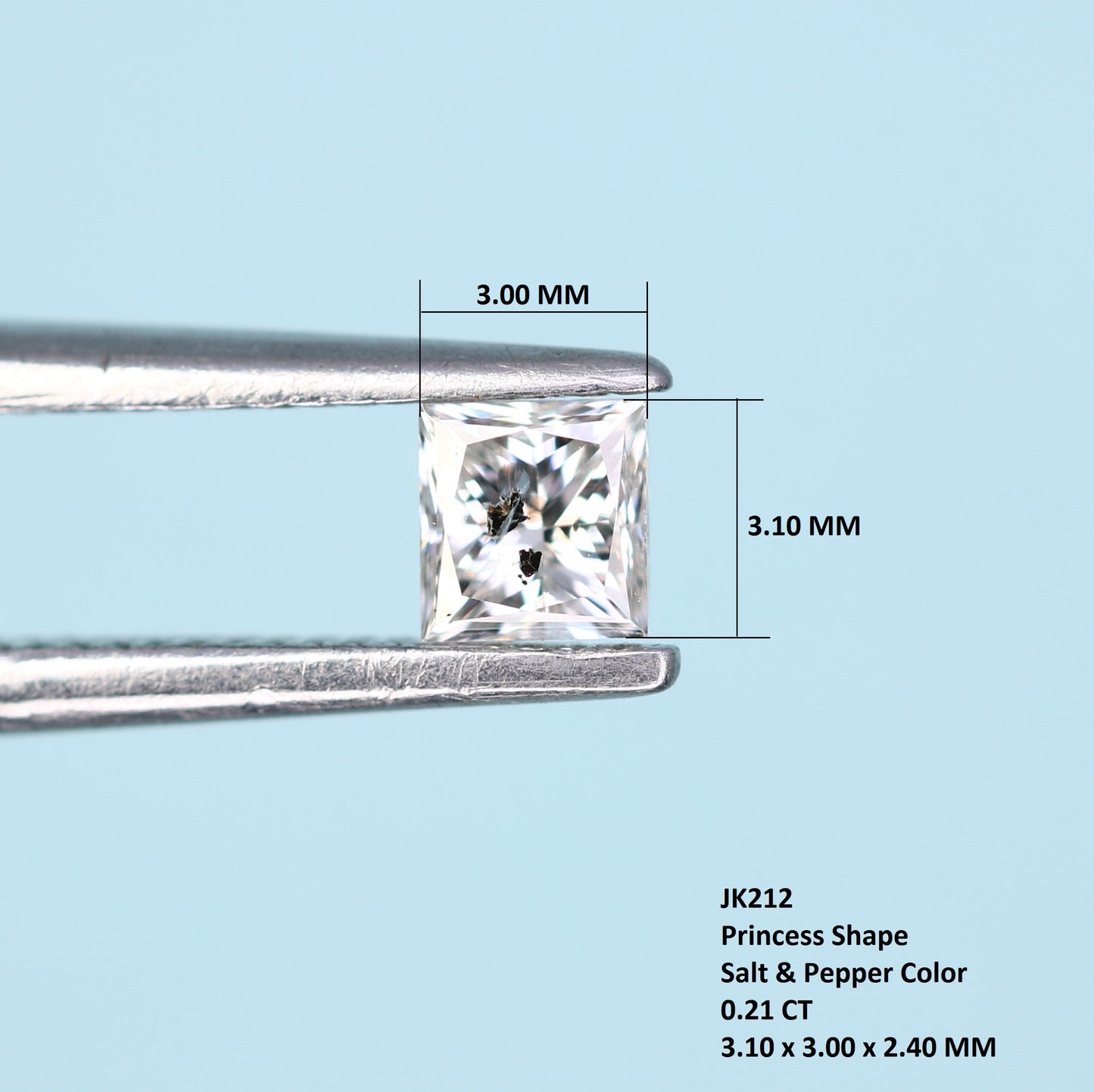 0.21 CT Salt and Pepper Princess Cut Diamond – Perfect for Engagement Rings - JayKrishna Diamond
