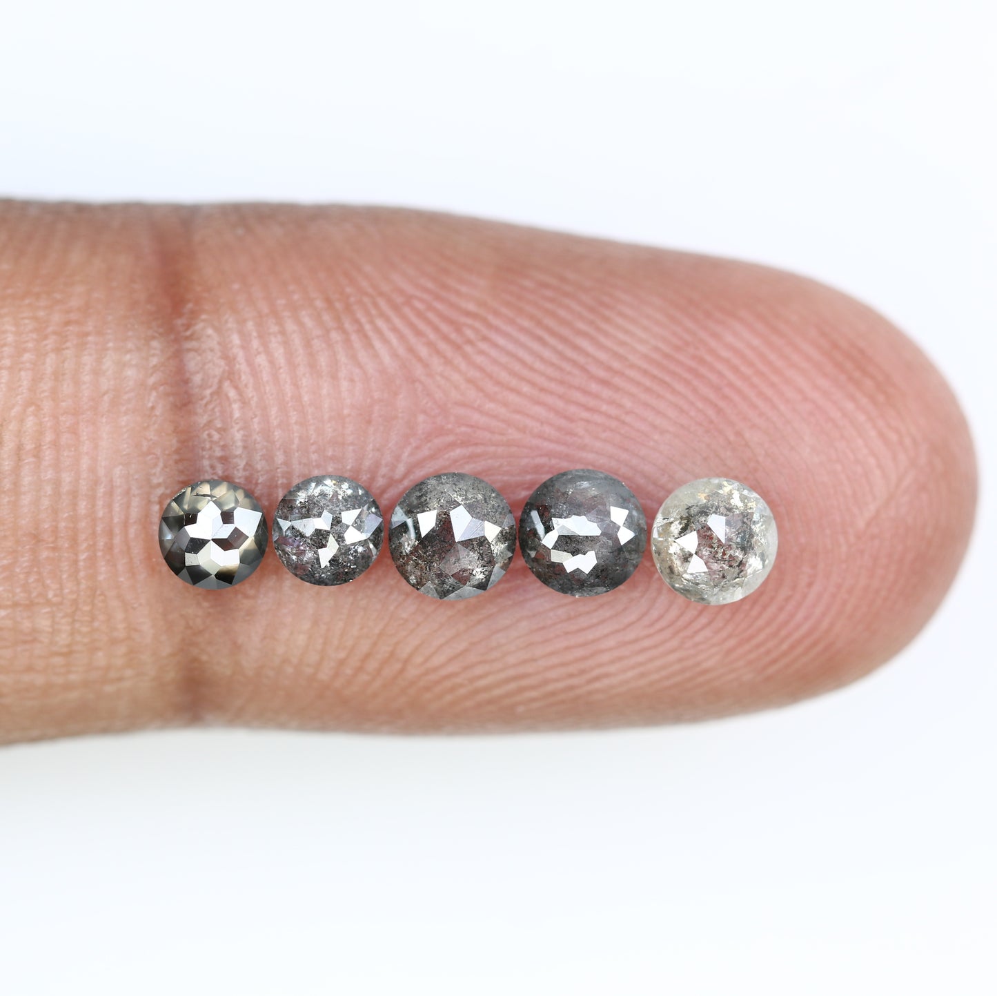 1.55 Carat Salt And Pepper Diamond Natural Loose Round Rose Cut Diamonds - JayKrishna Diamond