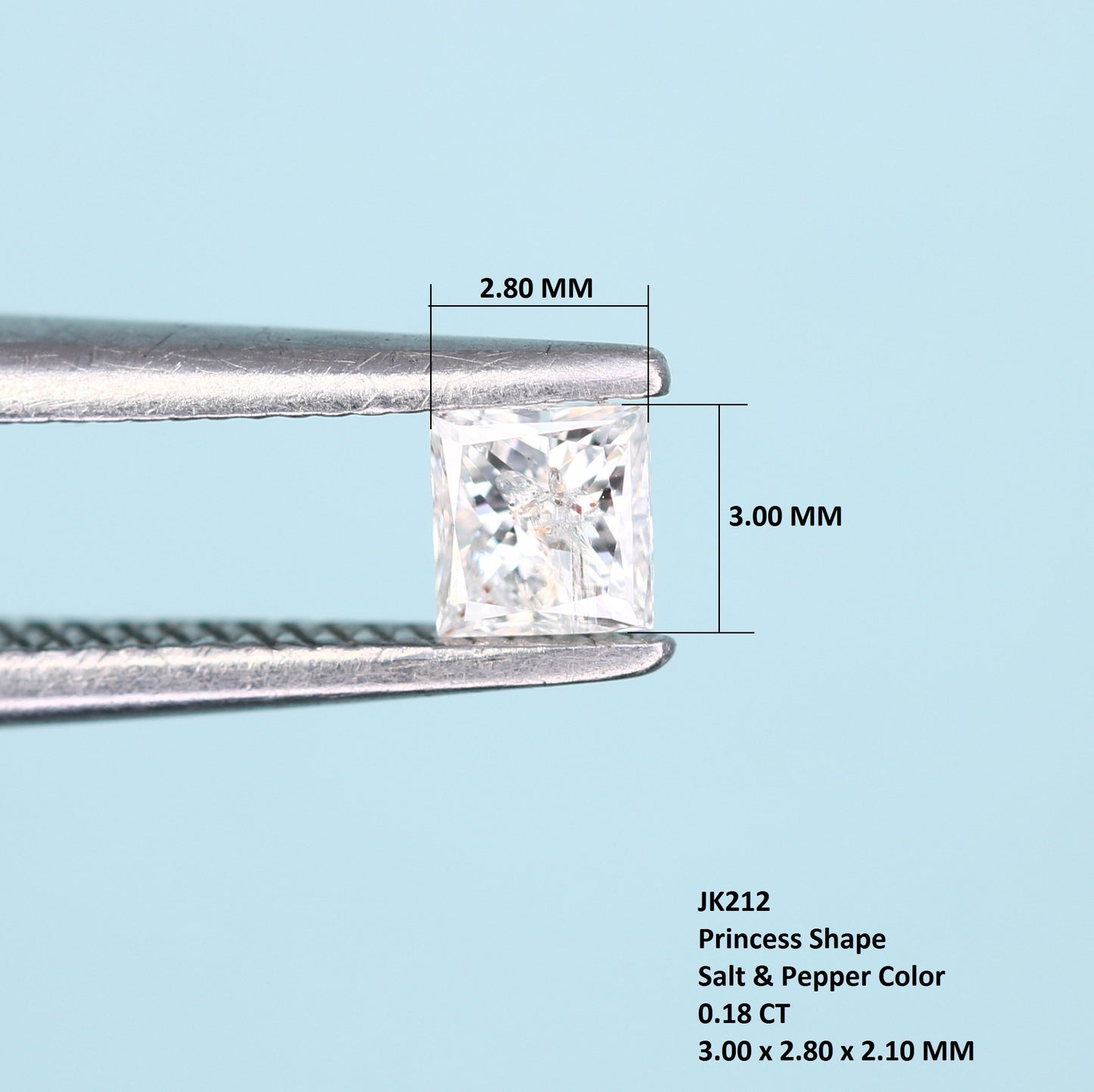 0.18 CT Salt and Pepper Princess Cut Diamond - Ideal for Engagement Rings, Necklaces, Promise Rings, Earrings, and Anniversary Gifts - JayKrishna Diamond