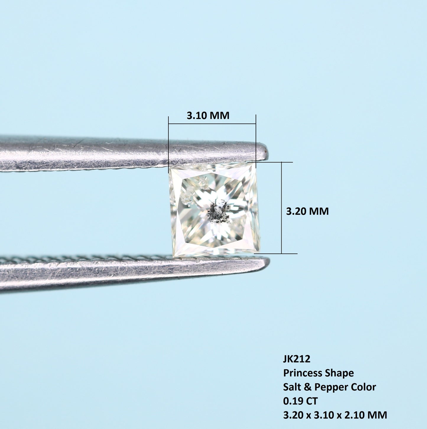 0.19 CT Princess Cut Salt and Pepper Diamond - Ideal for Engagement Rings, Necklaces, Promise Rings, Earrings, and Anniversary Gifts - JayKrishna Diamond