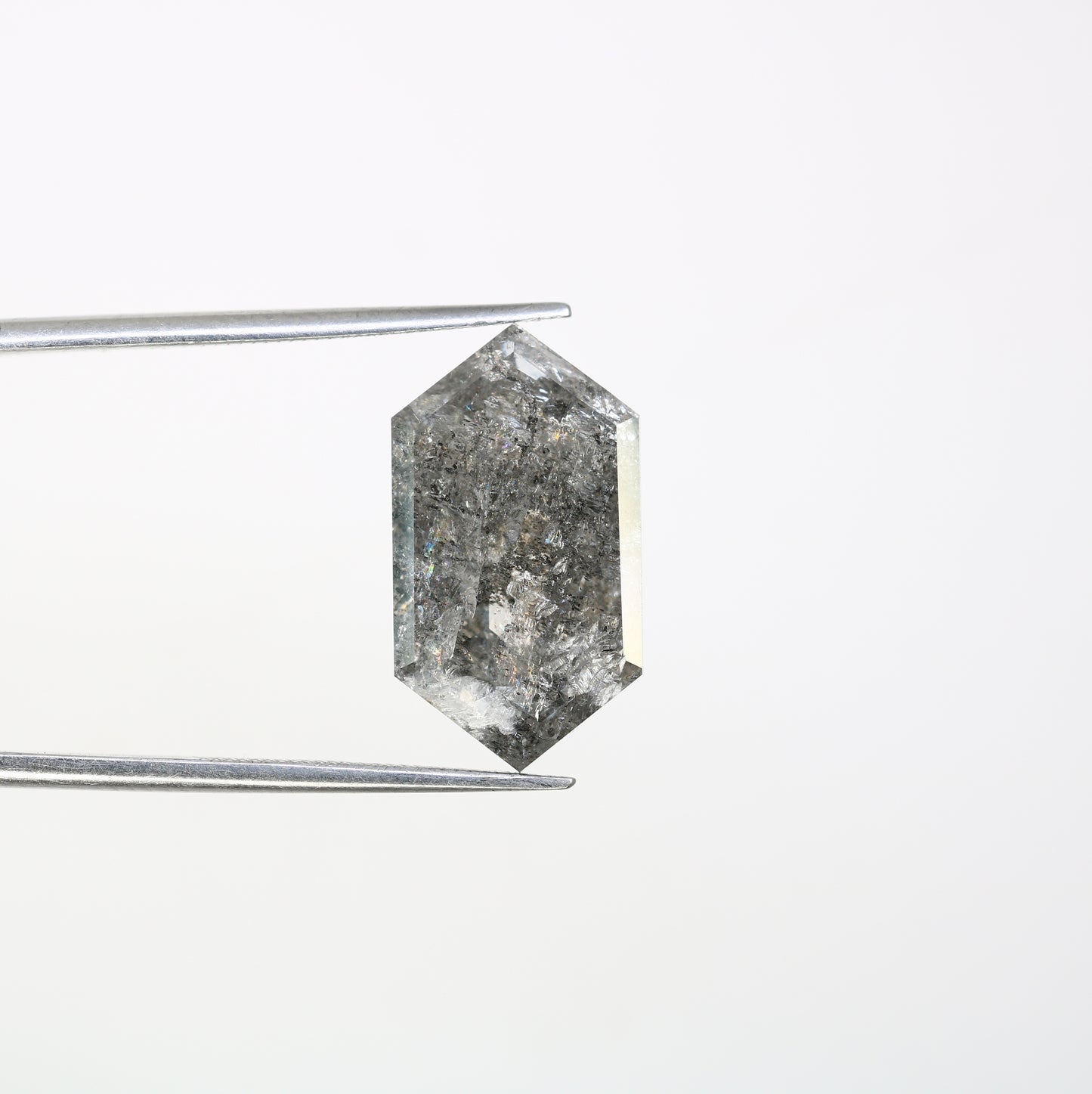 6.02 CT Elongated Hexagon Shape Salt And Pepper Diamond For Engagement Ring - JayKrishna Diamond