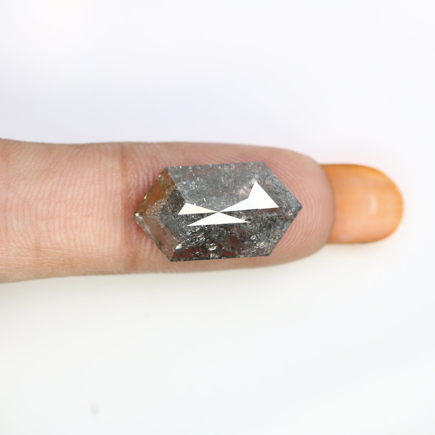 6.02 CT Elongated Hexagon Shape Salt And Pepper Diamond For Engagement Ring - JayKrishna Diamond