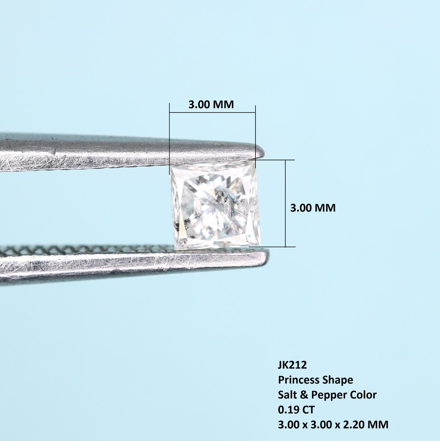 0.19 CT Salt and Pepper Princess Shape Diamond – Perfect for Engagement Rings, Necklaces, Promise Rings, Earrings & Anniversary Bracelet Gifts - JayKrishna Diamond