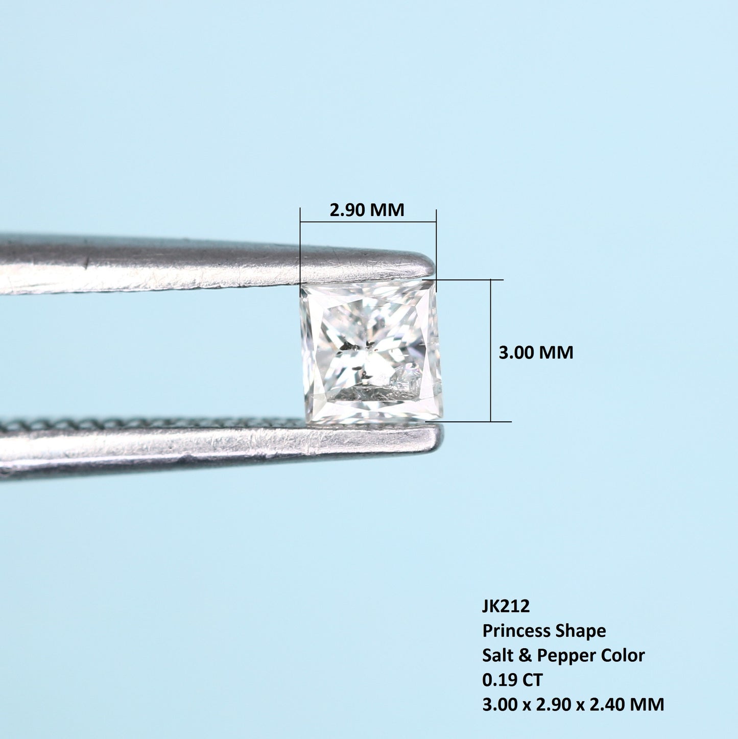 0.19 CT Salt and Pepper Princess Cut Diamond – Ideal for Engagement Rings, Necklaces, Promise Rings, Earrings & Anniversary Bracelet Gifts - JayKrishna Diamond