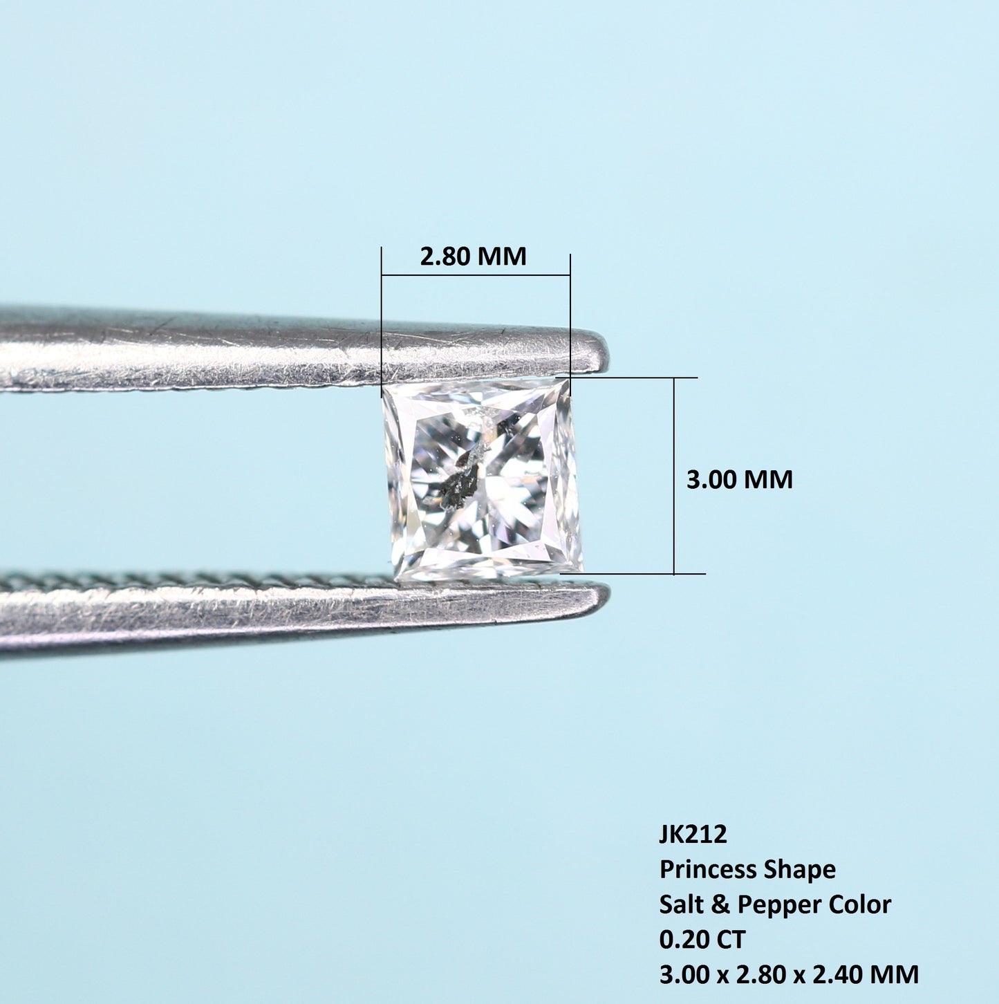 0.20 CT Princess Shape Salt and Pepper Diamond – Ideal for Engagement Rings, Necklaces, Promise Rings, Earrings & Anniversary Gifts - JayKrishna Diamond