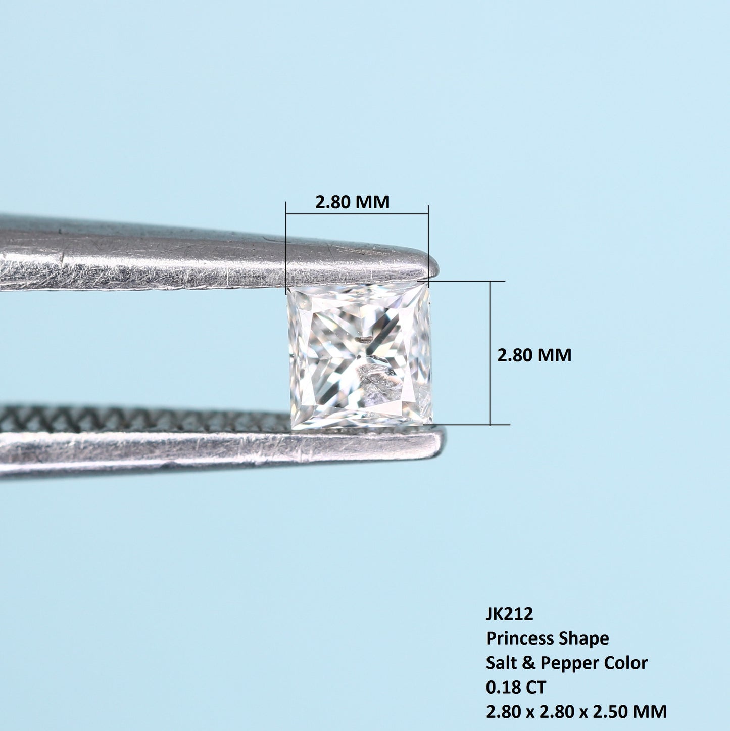 0.18 CT Salt and Pepper Princess Cut Diamond - Ideal for Engagement Rings, Diamond Necklaces, Earrings, and Bracelets - JayKrishna Diamond