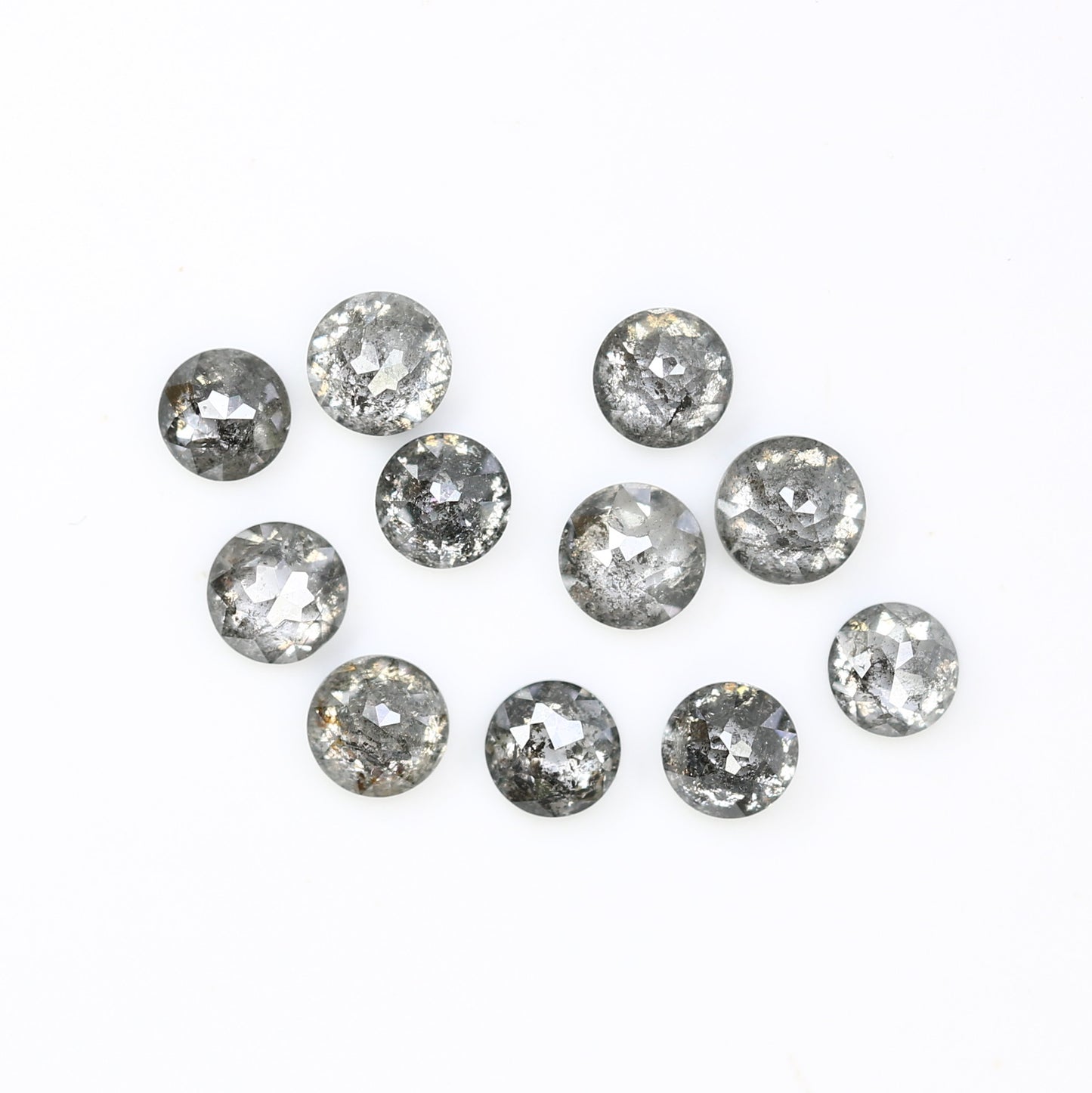 1.24 CT Round Rose Cut Salt And Pepper 2.70 to 2.90 MM Diamond For Engagement Ring - JayKrishna Diamond