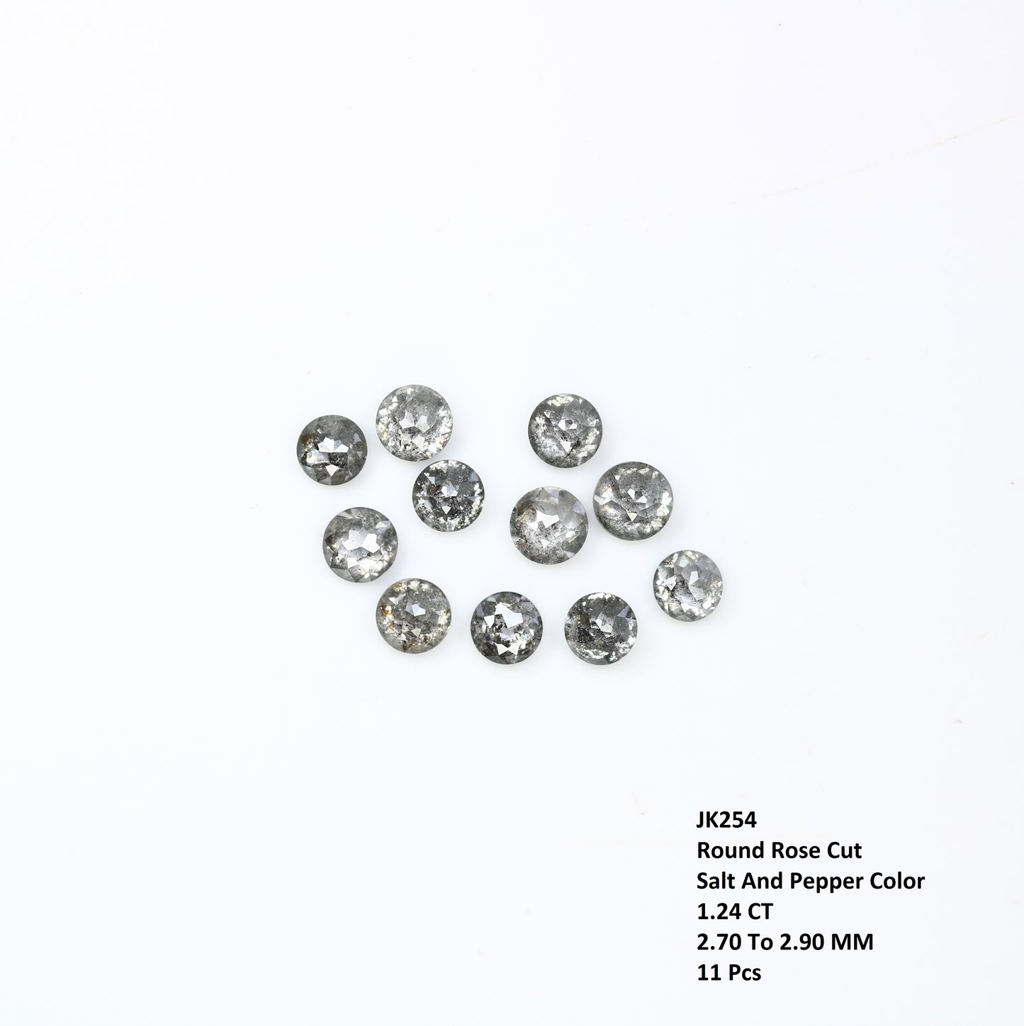 1.24 CT Round Rose Cut Salt And Pepper 2.70 to 2.90 MM Diamond For Engagement Ring - JayKrishna Diamond