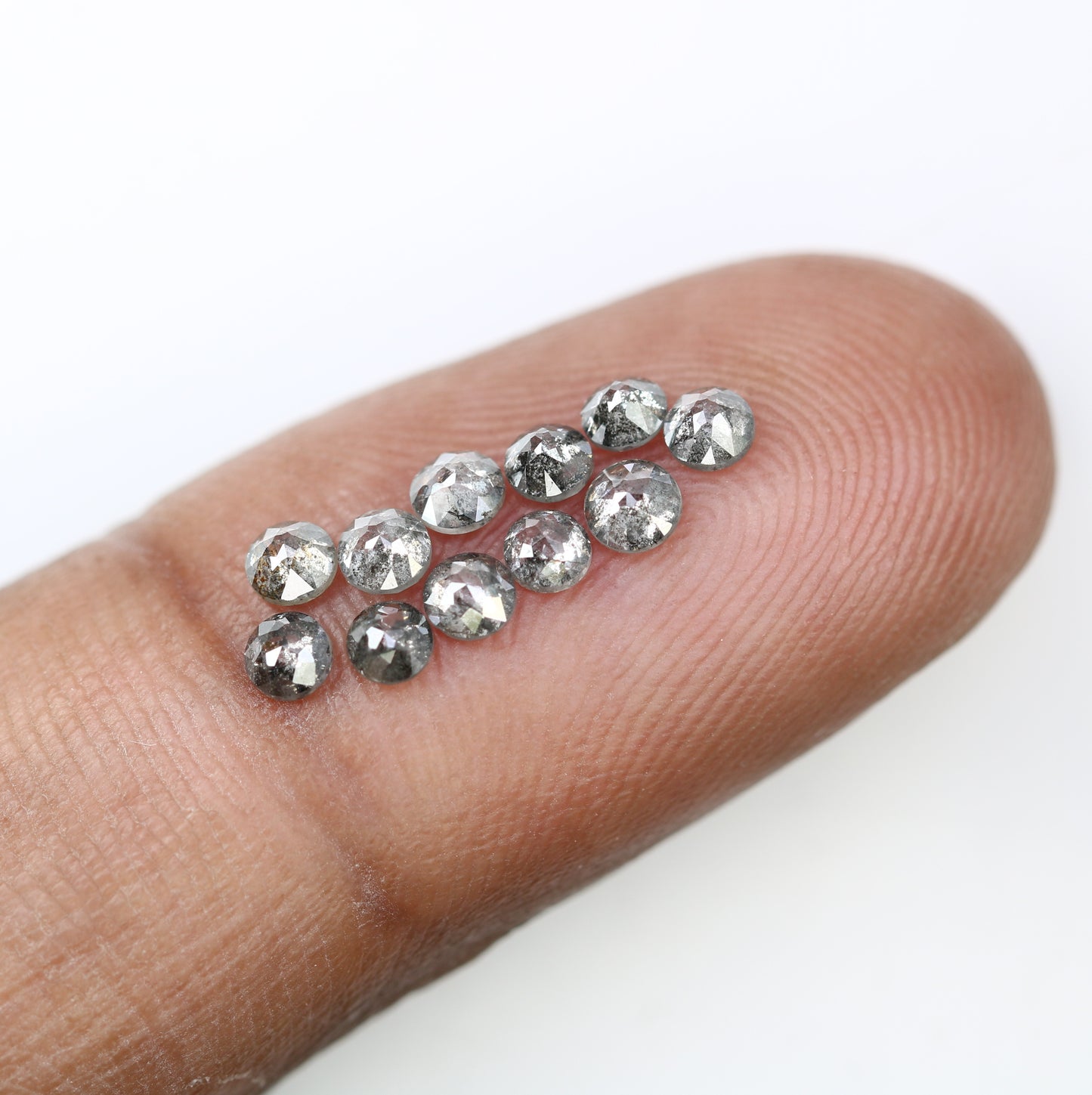 1.24 CT Round Rose Cut Salt And Pepper 2.70 to 2.90 MM Diamond For Engagement Ring - JayKrishna Diamond