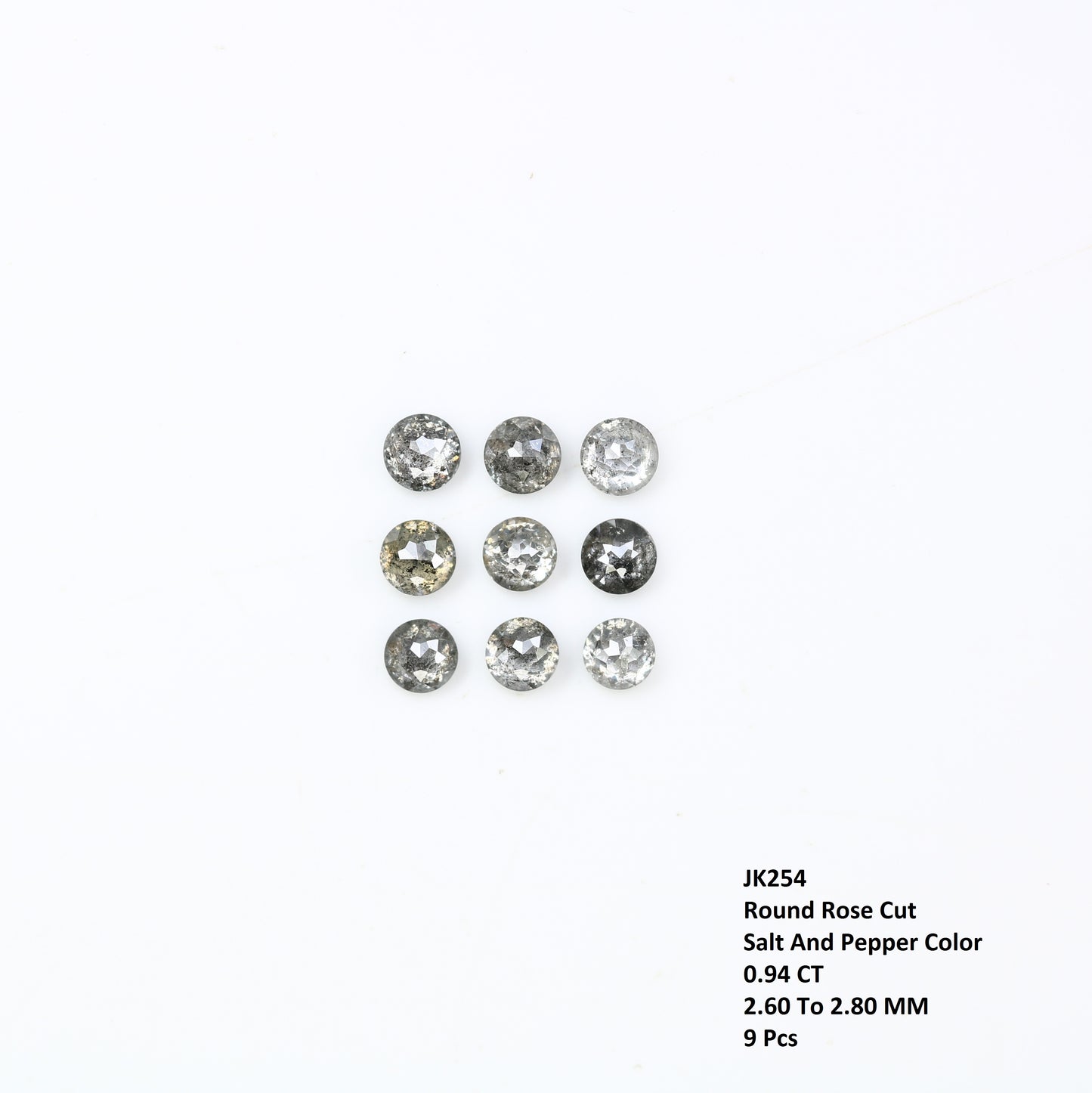 0.94 CT Salt And Pepper Round Rose Cut Diamond For Engagement Ring - JayKrishna Diamond