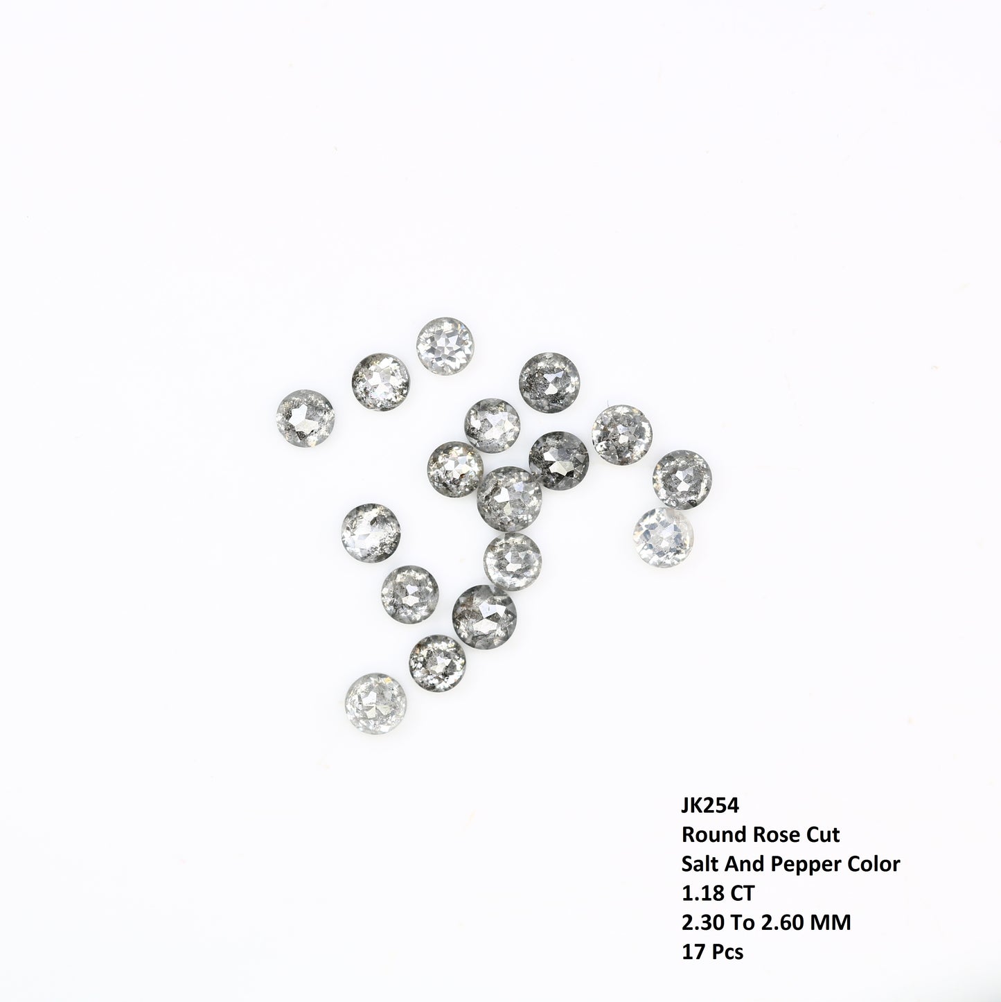 1.18 CT Natural Salt And Pepper Round Rose Cut Diamond For Engagement Ring - JayKrishna Diamond