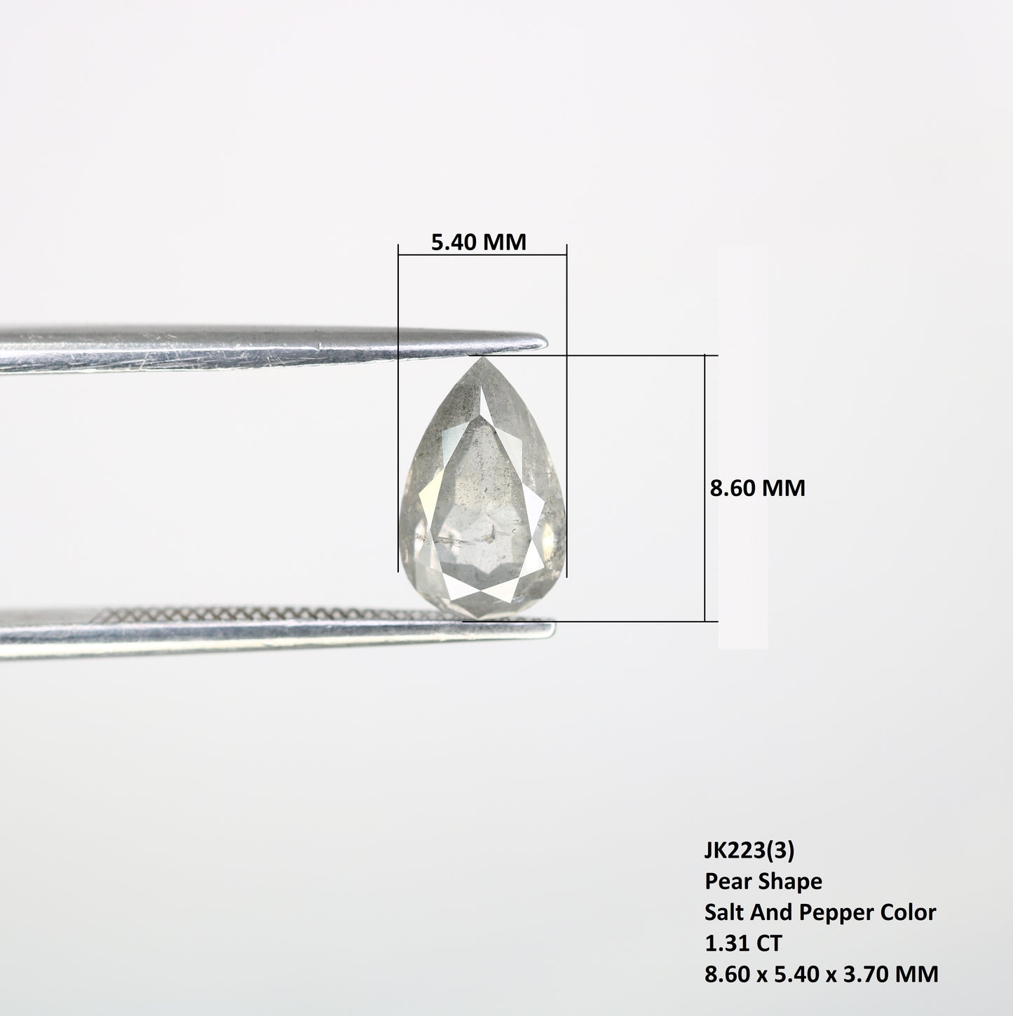 1.31 CT Pear Shape Salt And Pepper Loose Diamond For Engagement Ring - JayKrishna Diamond