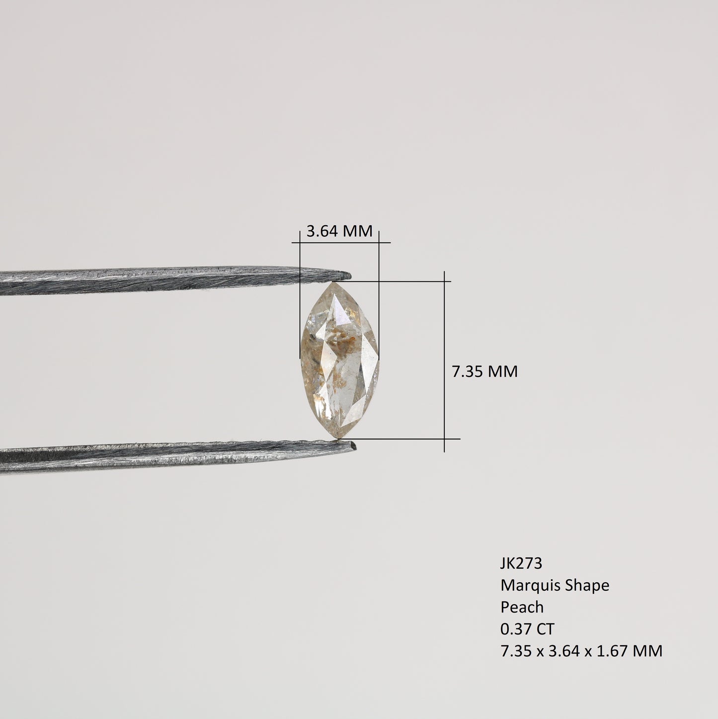 0.37 CT Marquise Shape Peach Diamond | Loose Natural Gemstone for Wedding Rings, Custom Necklaces & Unique Solitaire Jewelry - JayKrishna Diamond