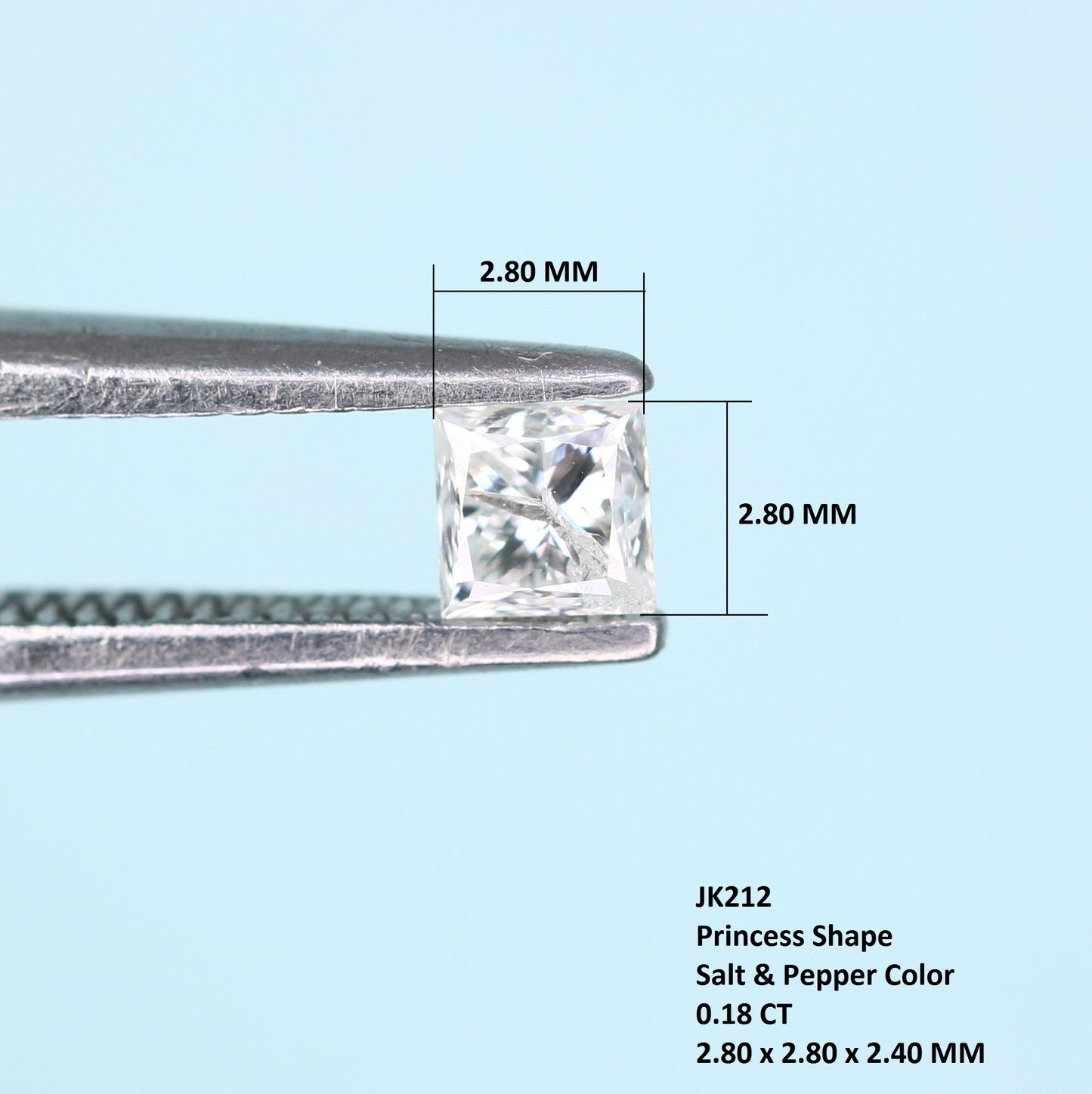 0.18 CT Princess Shape Salt and Pepper Diamond - Perfect for Engagement Rings, Necklaces, Promise Rings, Earrings, and Anniversary Gifts - JayKrishna Diamond