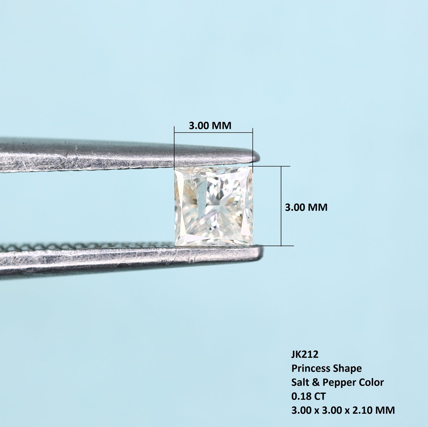 0.18 CT Princess Cut Salt and Pepper Loose Diamond - Ideal for Engagement Rings, Necklaces, Earrings, and Custom Jewelry - JayKrishna Diamond
