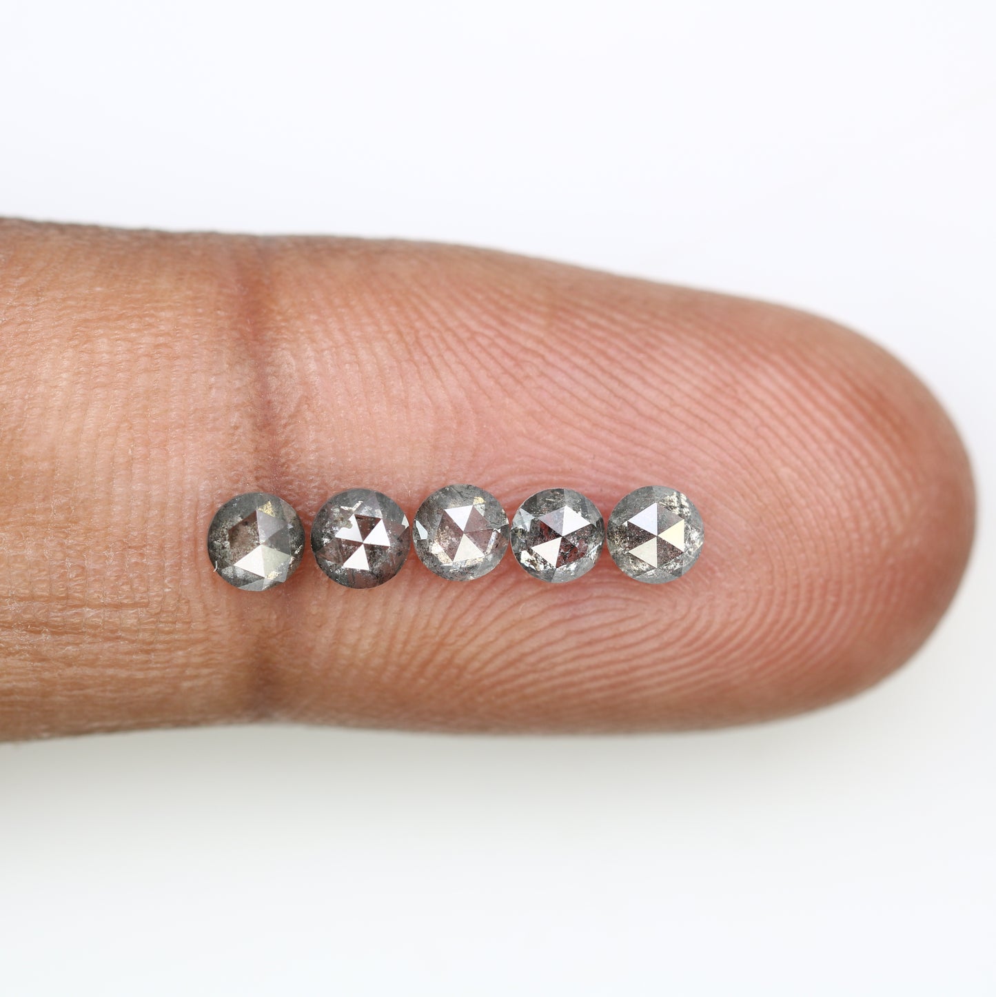 1.07 CT 3.40 to 3.60 MM Loose Salt And Pepper Round Rose Cut Diamond For Engagement Ring - JayKrishna Diamond