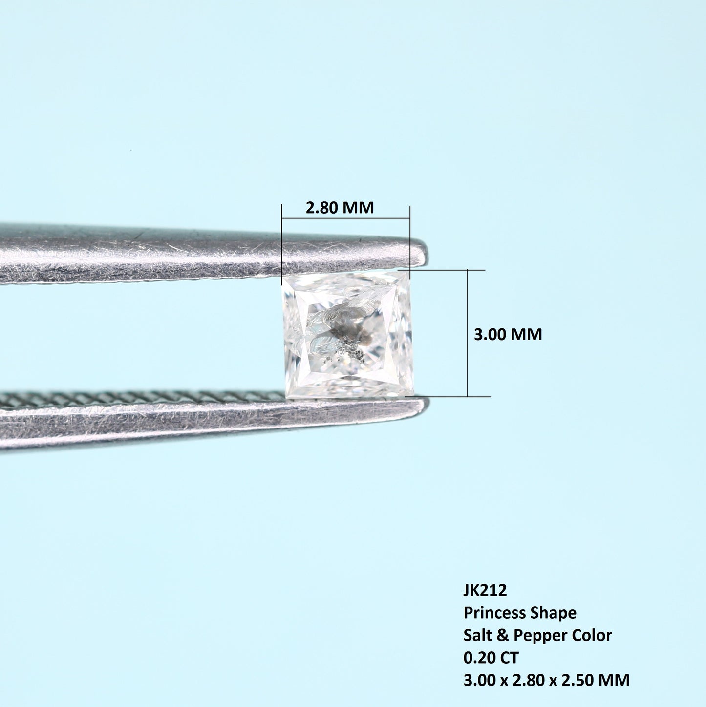 0.20 CT Princess Shape Salt and Pepper Diamond – Elegant Choice for Engagement Rings, Necklaces, Promise Rings, Earrings & Anniversary Gifts - JayKrishna Diamond