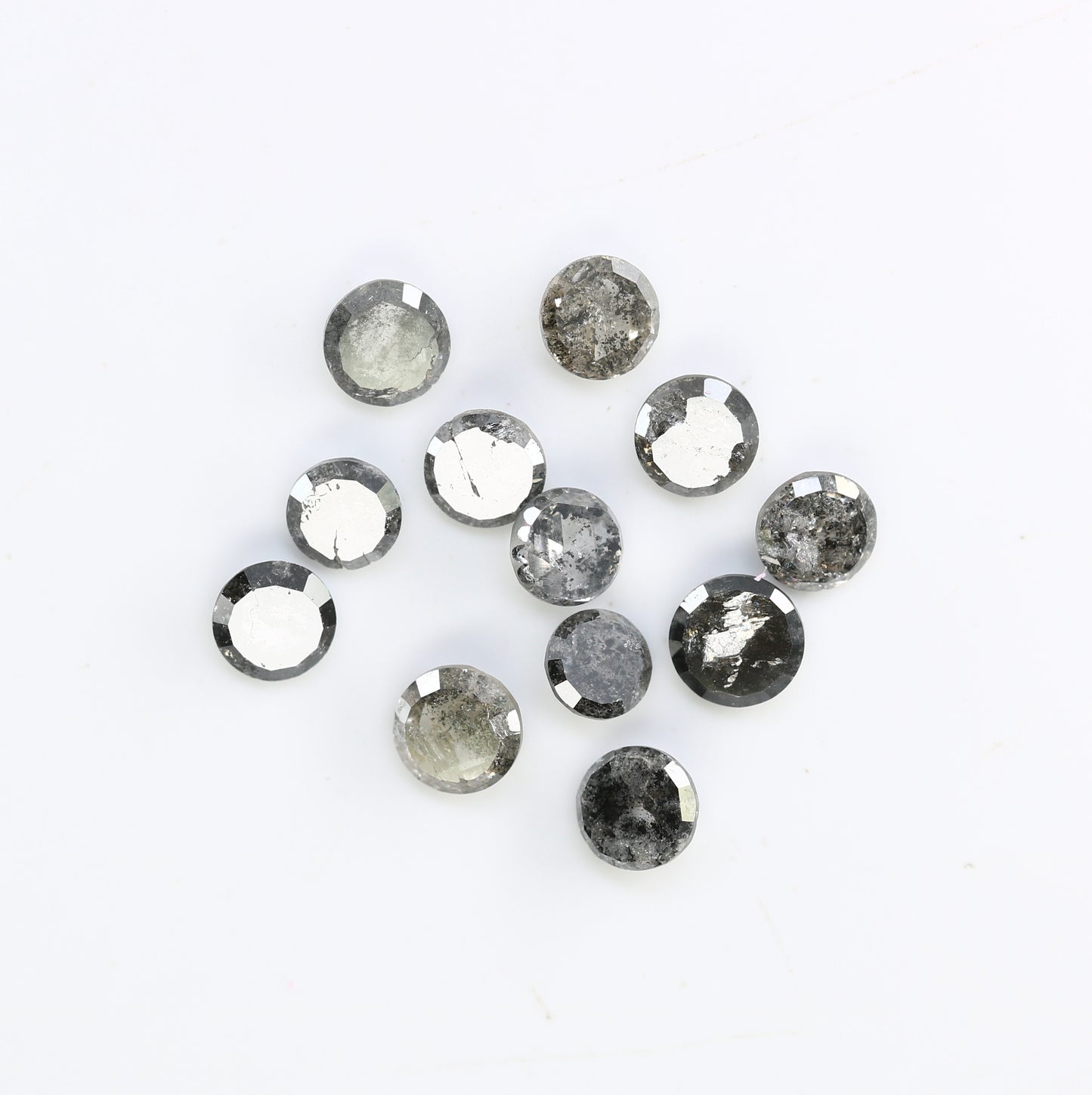 2.04 CT 3.10 MM Round Rose Cut Loose Salt And Pepper Natural Diamond For Engagement Ring - JayKrishna Diamond