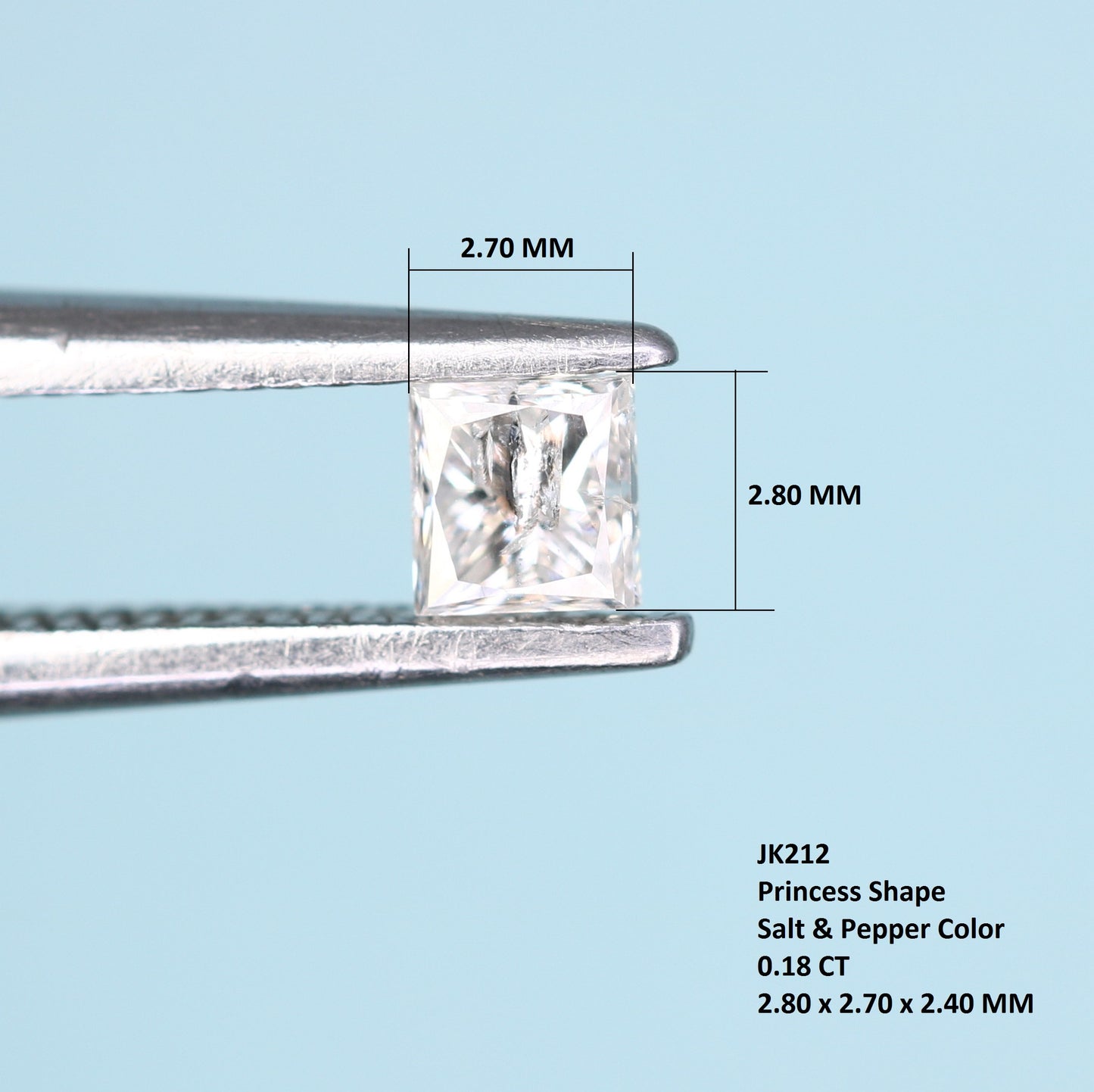 0.18 CT Salt and Pepper Princess Shape Diamond - Perfect for Engagement Rings, Necklaces, Promise Rings, Earrings, and Anniversary Gifts - JayKrishna Diamond