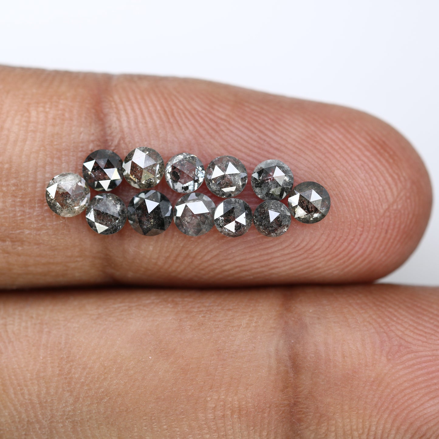 2.04 CT 3.10 MM Round Rose Cut Loose Salt And Pepper Natural Diamond For Engagement Ring - JayKrishna Diamond